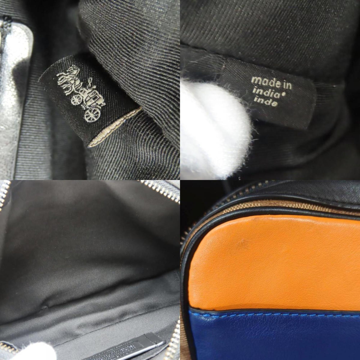 Coach Multi-Color Navy Leather Pvc Shoulder Bag (Pre-Owned)