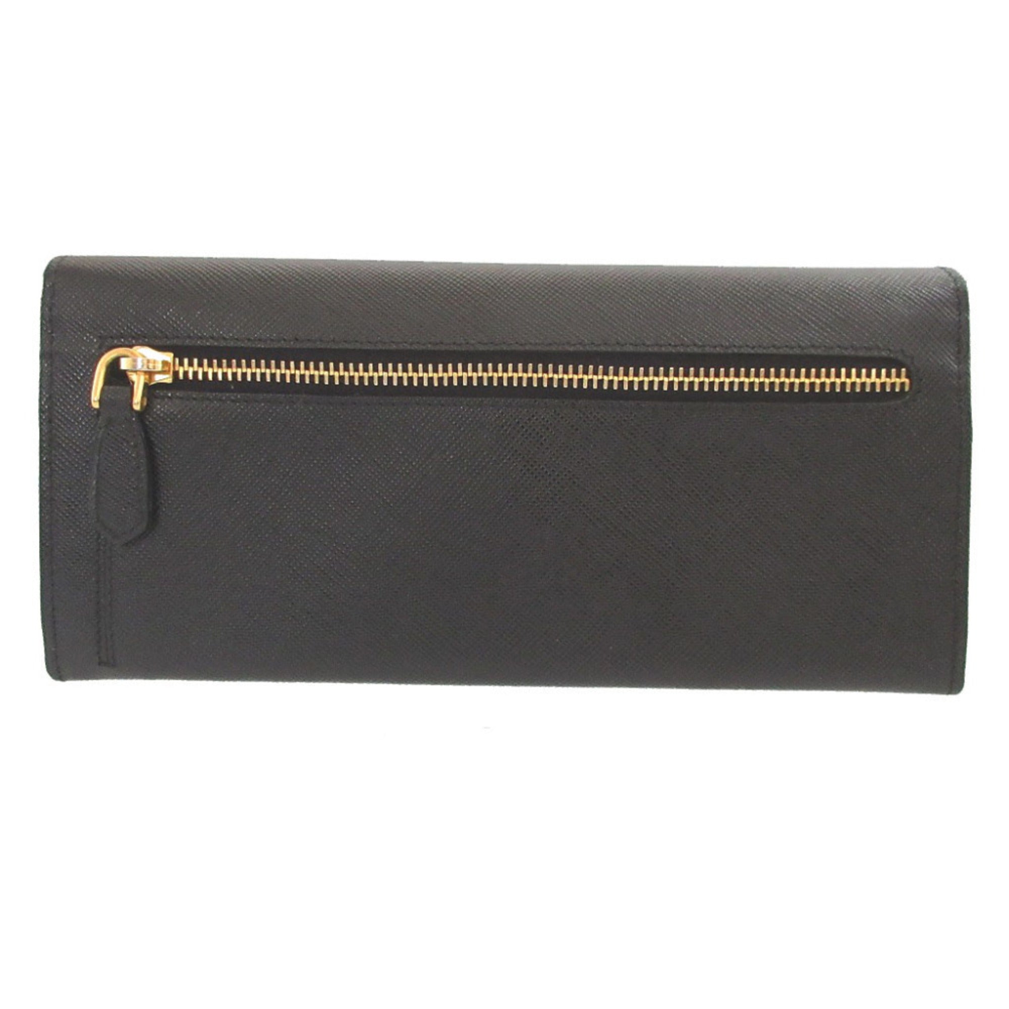 Prada Black Saffiano Triangle Long Wallet (Bi-Fold) (Pre-Owned)