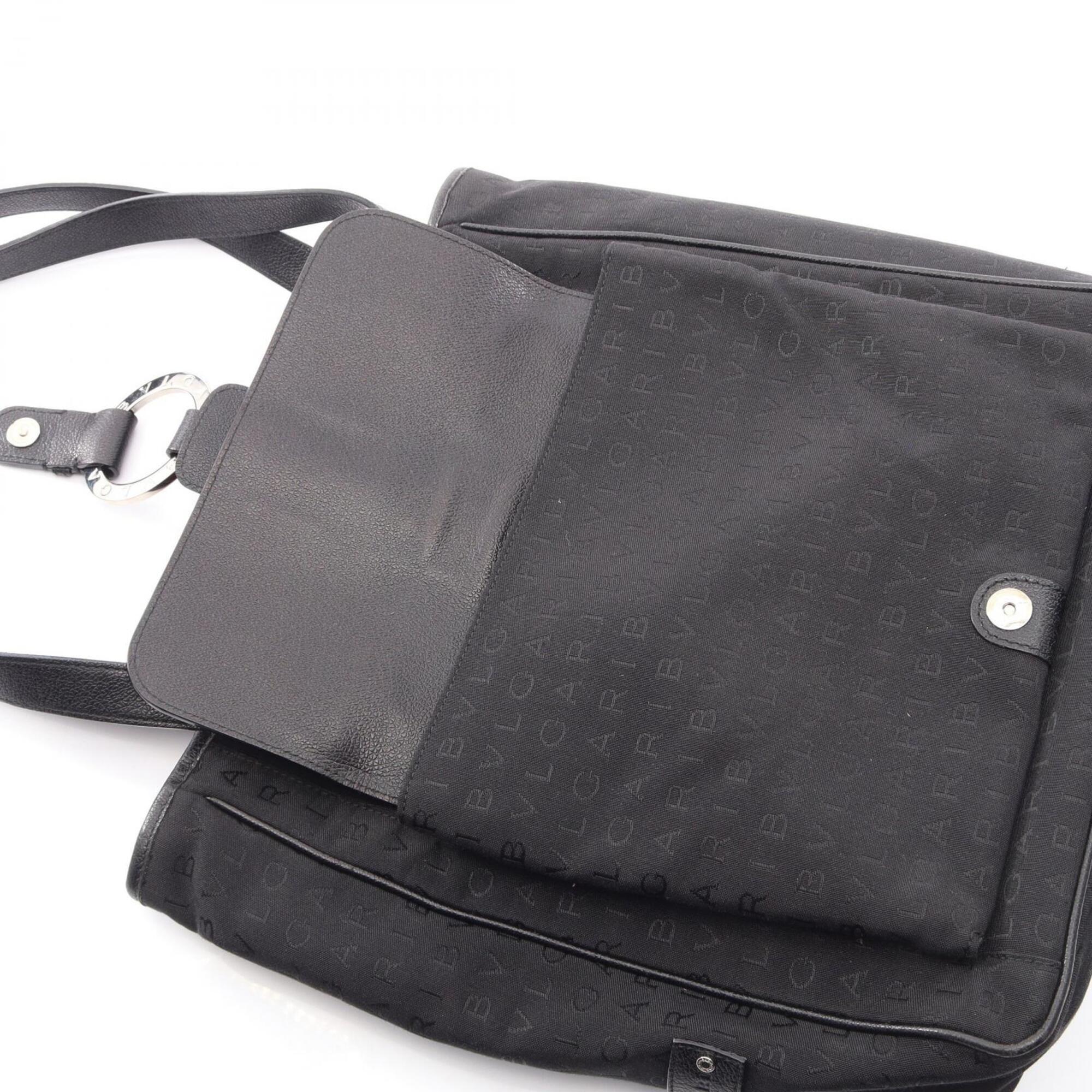 Bvlgari Black Canvas Leather Handbag Tote Bag (Pre-Owned)