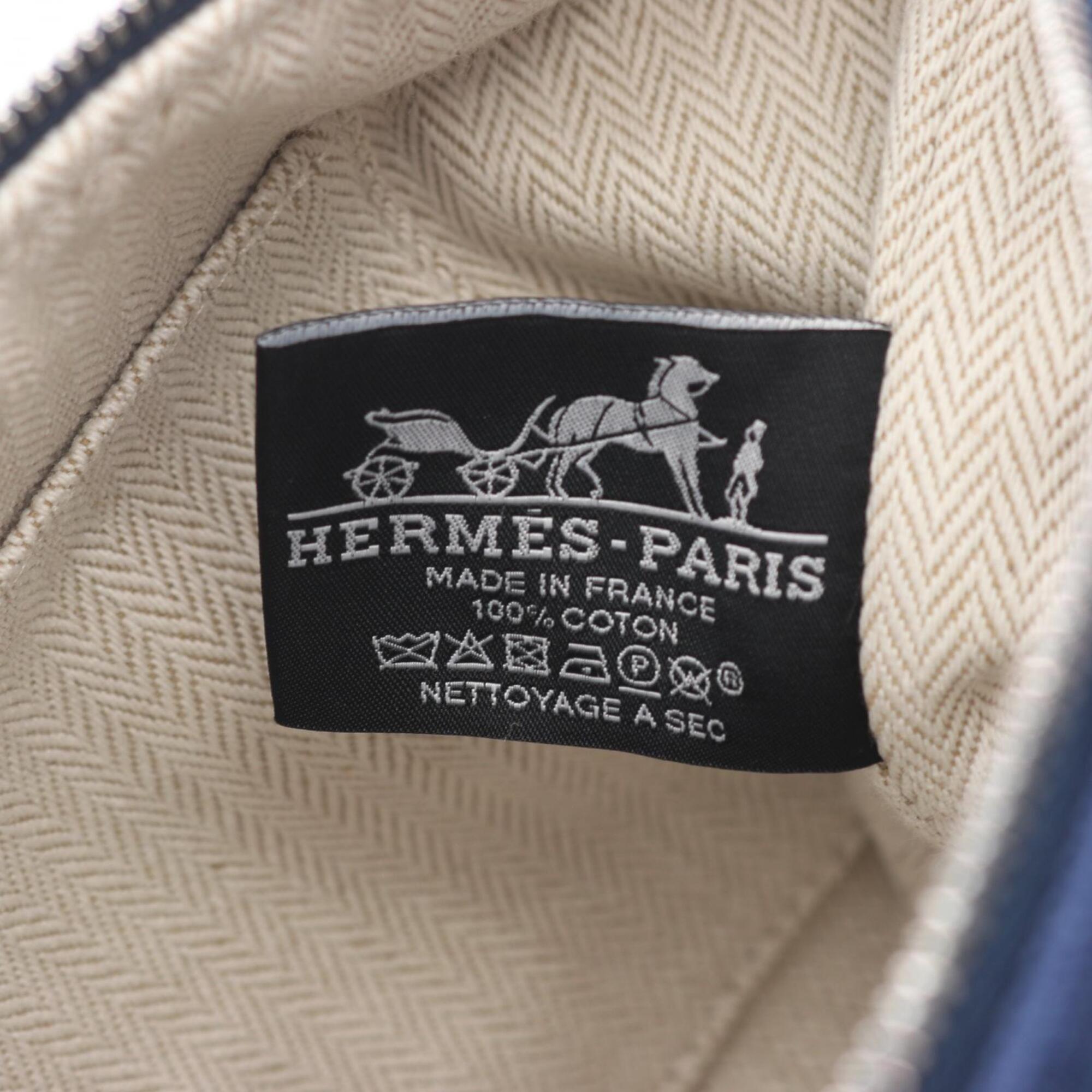 Hermes Green Navy Canvas Handbag (Pre-Owned)