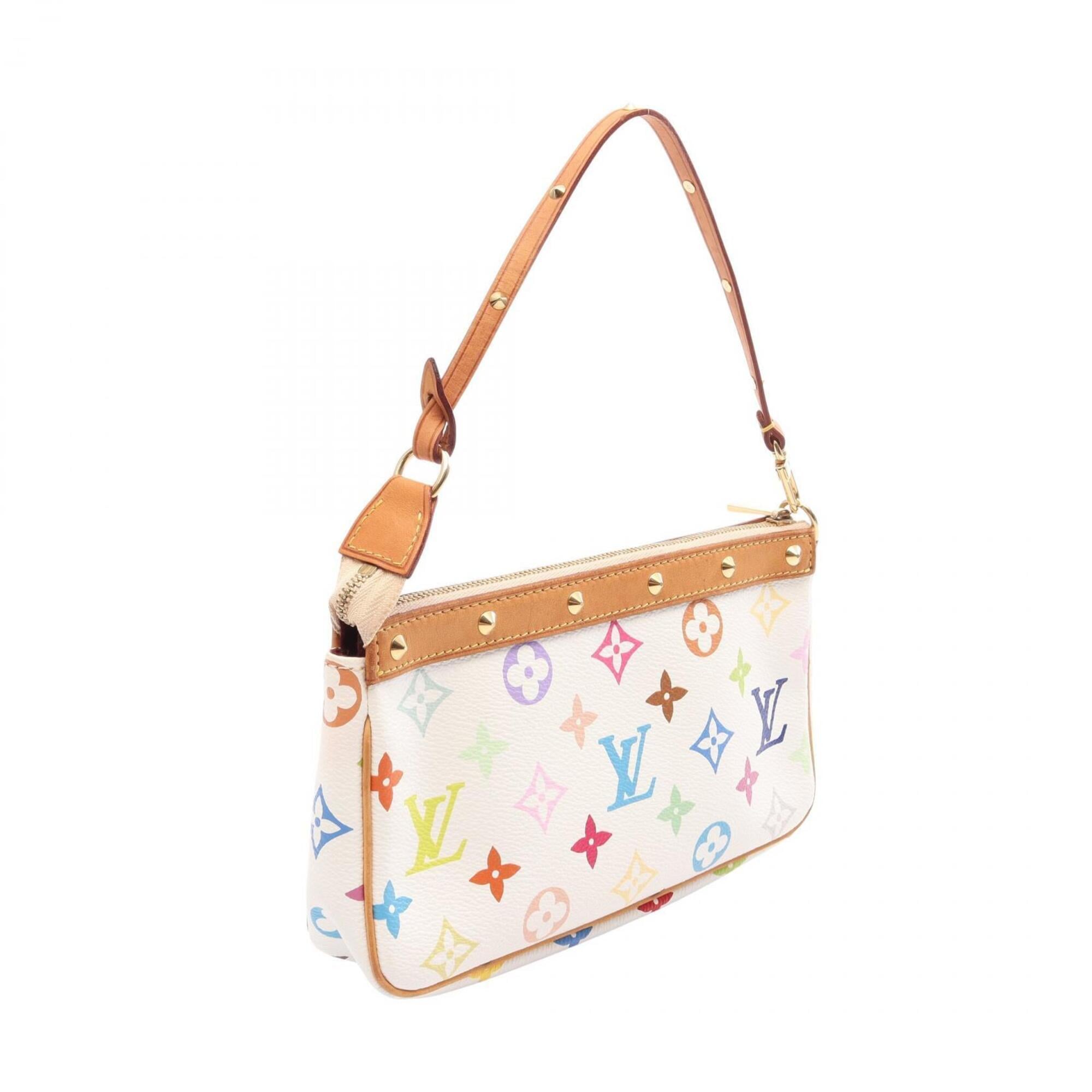 Louis Vuitton White Coated Canvas Leather Handbag (Pre-Owned)