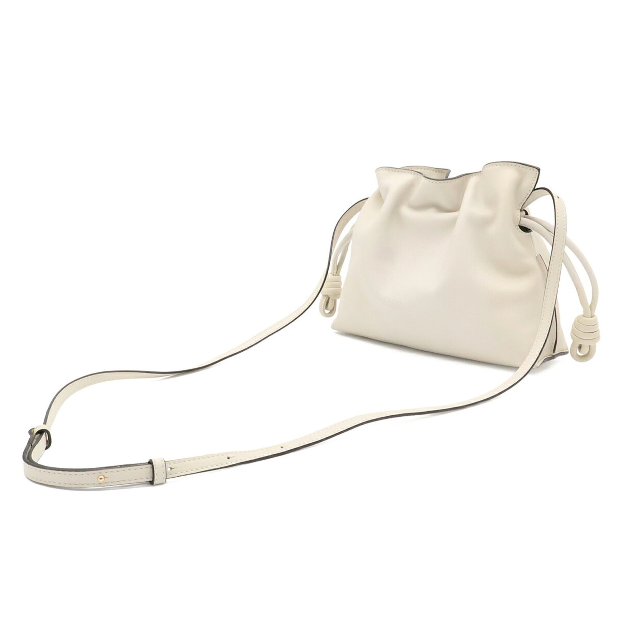 Loewe Off-White Leather Clutch Bag Pochette Shoulder Bag (Pre-Owned)