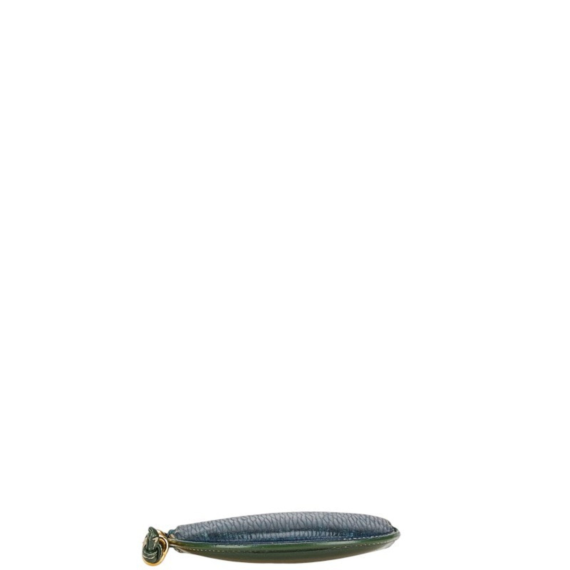 Loewe Green Leather Coin Purse/Coin Case (Pre-Owned)