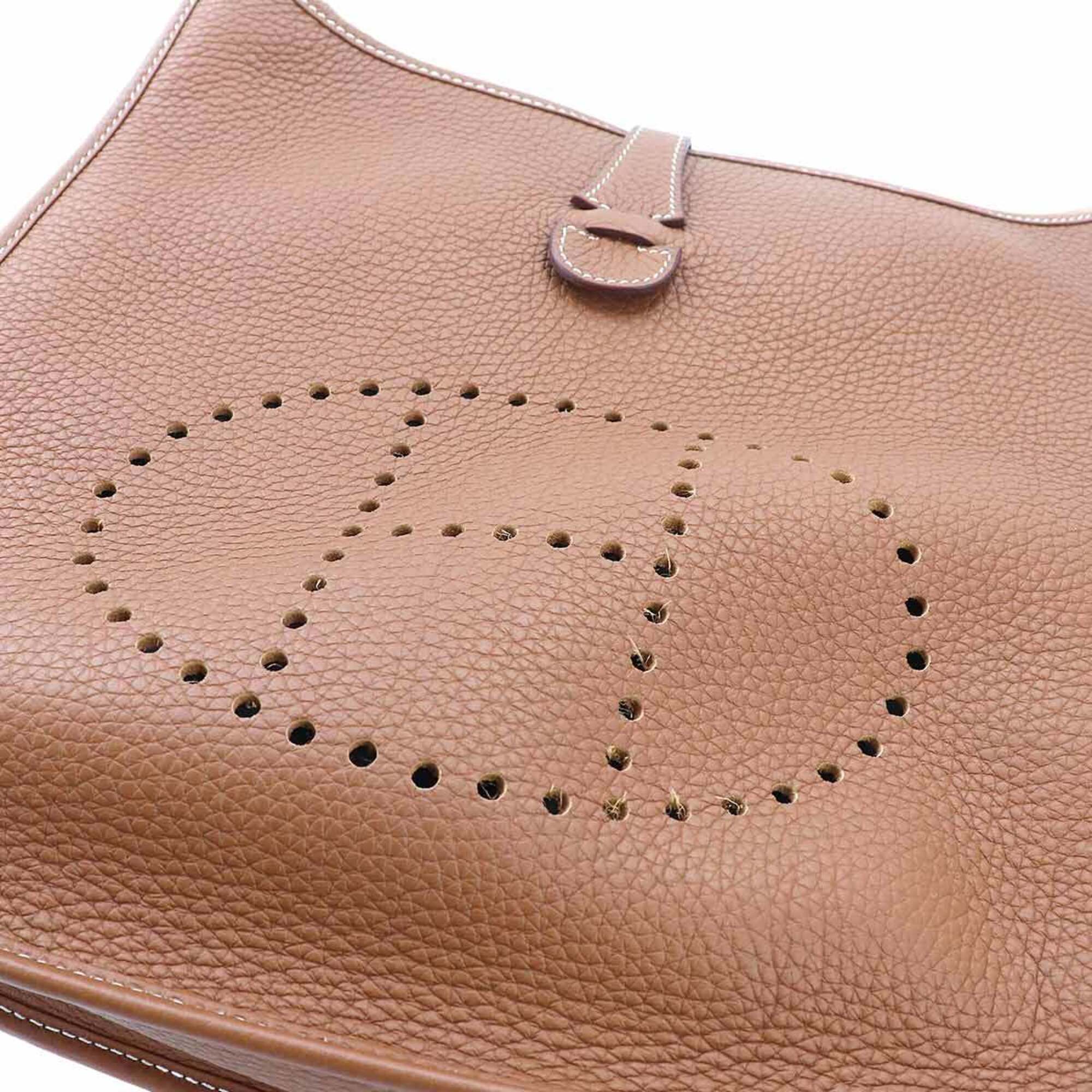 Hermes Evelyne Gold Taurillon Clemence Leather Handbag Shoulder Bag (Pre-Owned)