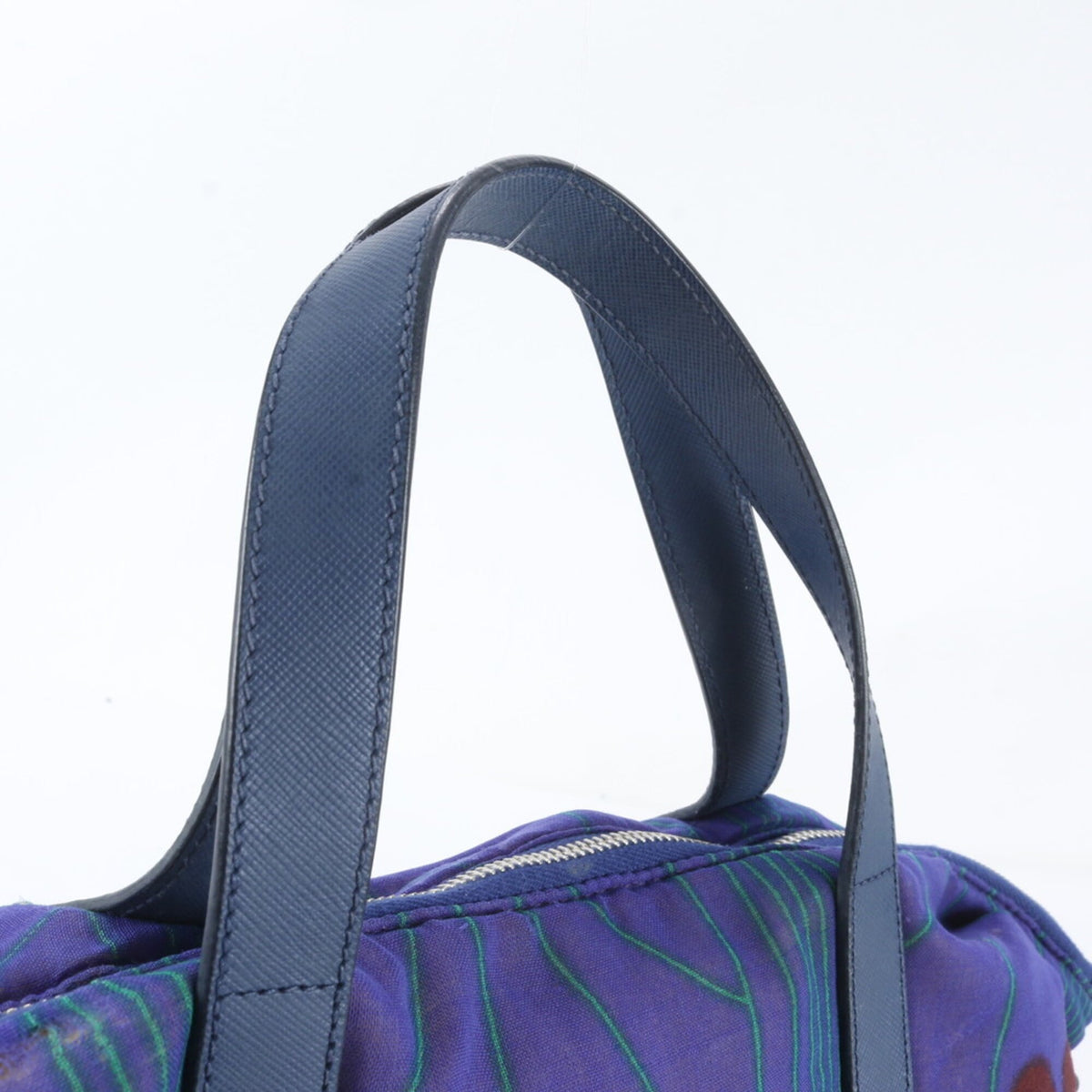Prada Multi-Color Leather Canvas Shoulder Bag Tote Bag (Pre-Owned)