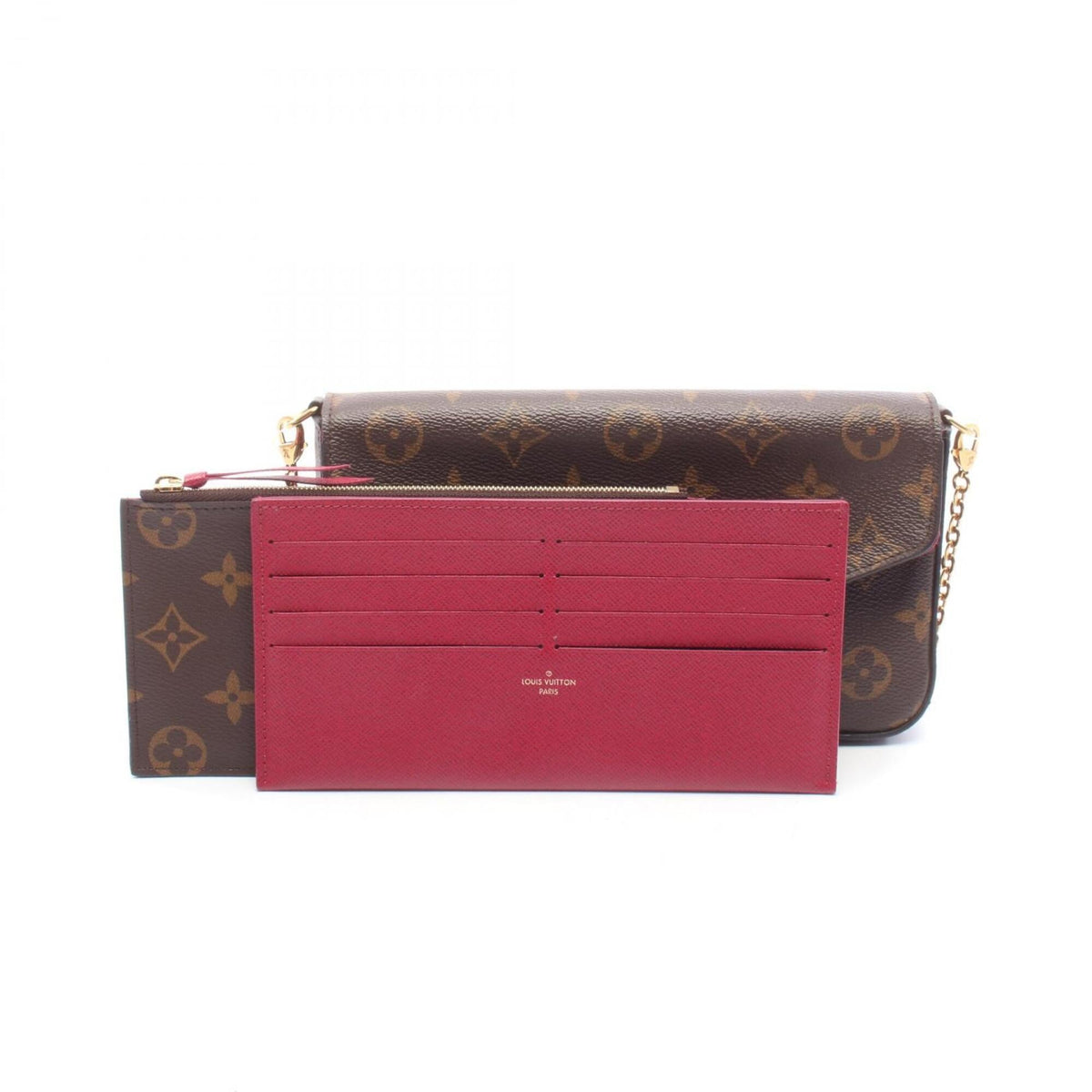 Louis Vuitton Brown Fuchsia Monogram Monogram Leather Handbag Pochette Shoulder Bag (Pre-Owned)