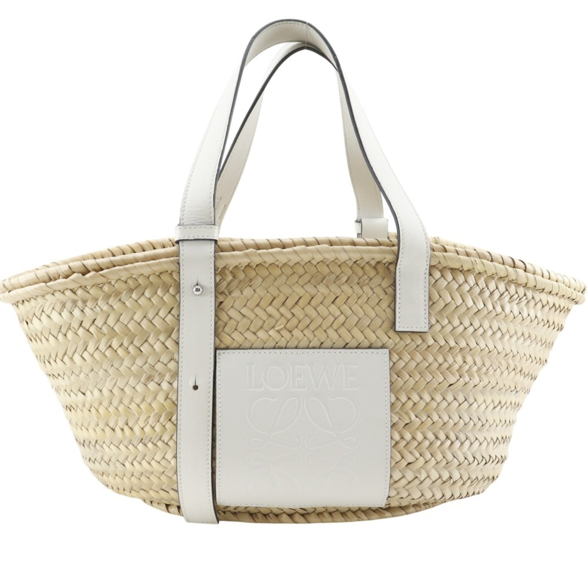 Loewe Beige Raffia Leather Basket Tote Bag (Pre-Owned)