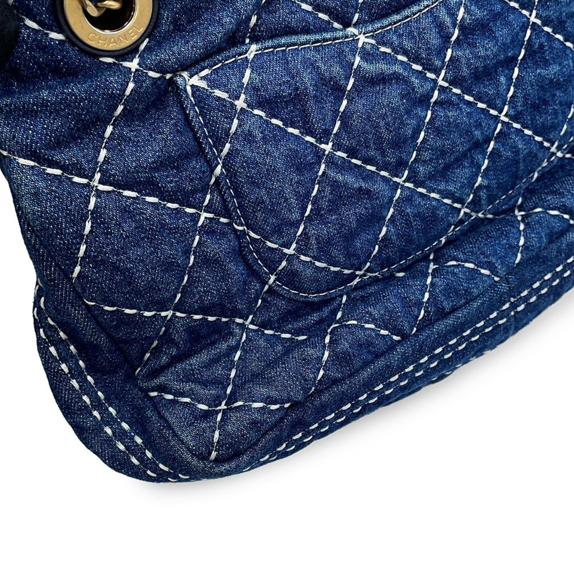 Chanel Blue Denim Handbag Shoulder Bag (Pre-Owned)