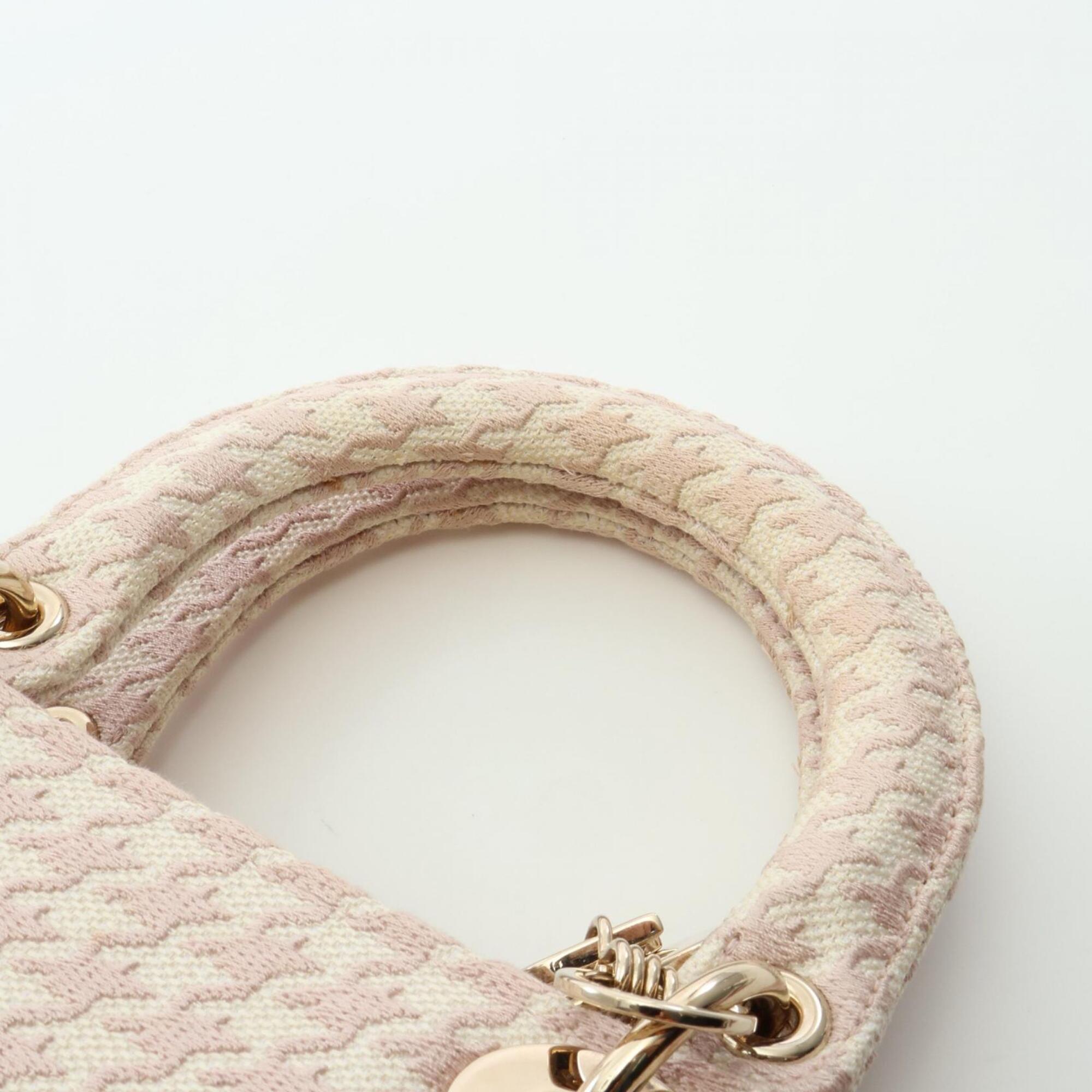 Christian Dior Ivory Pink Canvas Handbag (Pre-Owned)