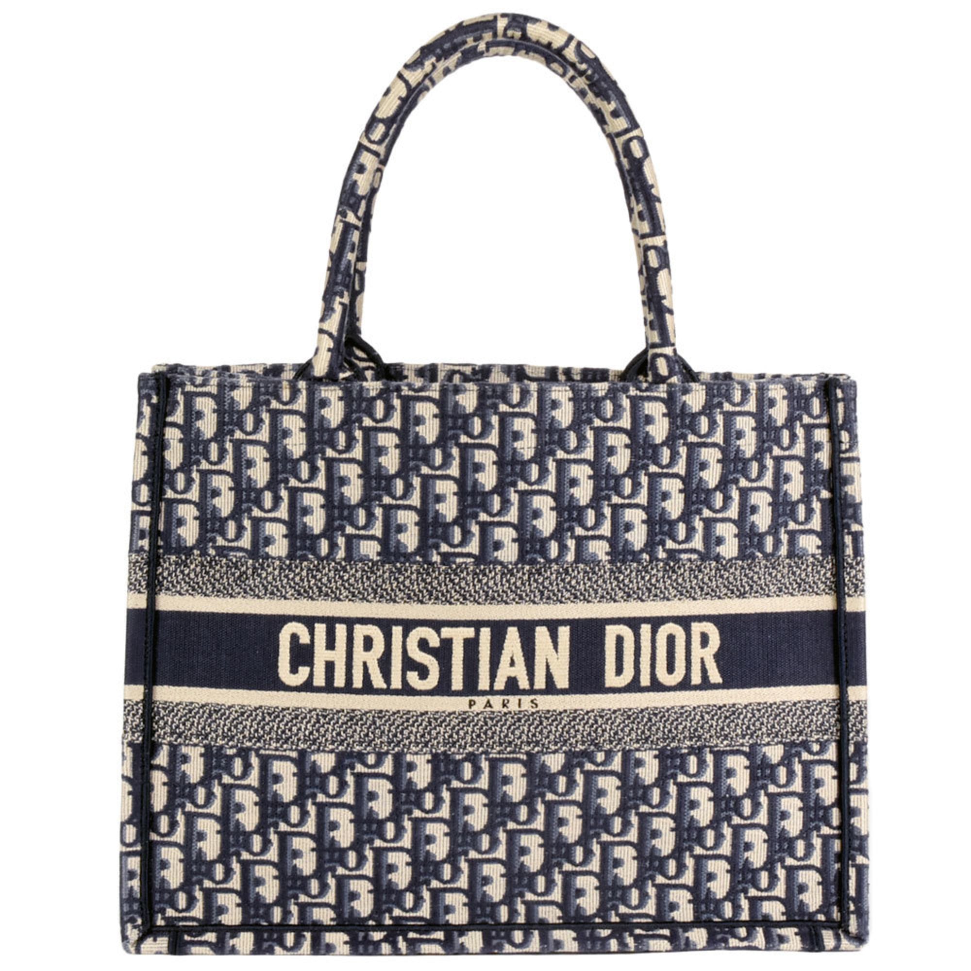 Christian Dior Navy Canvas Handbag Tote Bag (Pre-Owned)