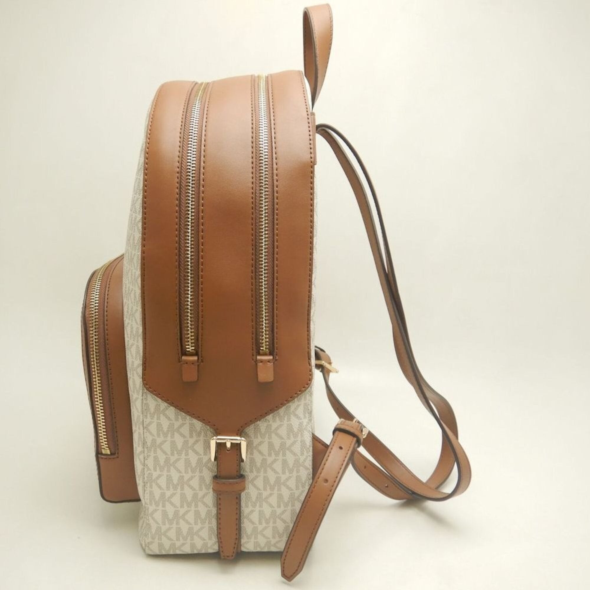 Michael Kors Brown Coated Canvas Leather Backpack (Pre-Owned)