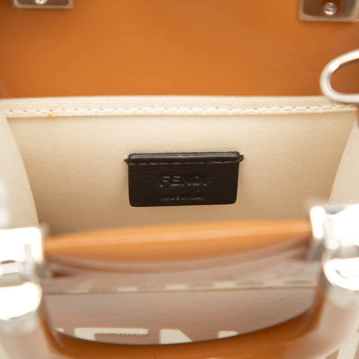 Fendi Brown Ivory Ivory Handbag Shoulder Bag (Pre-Owned)