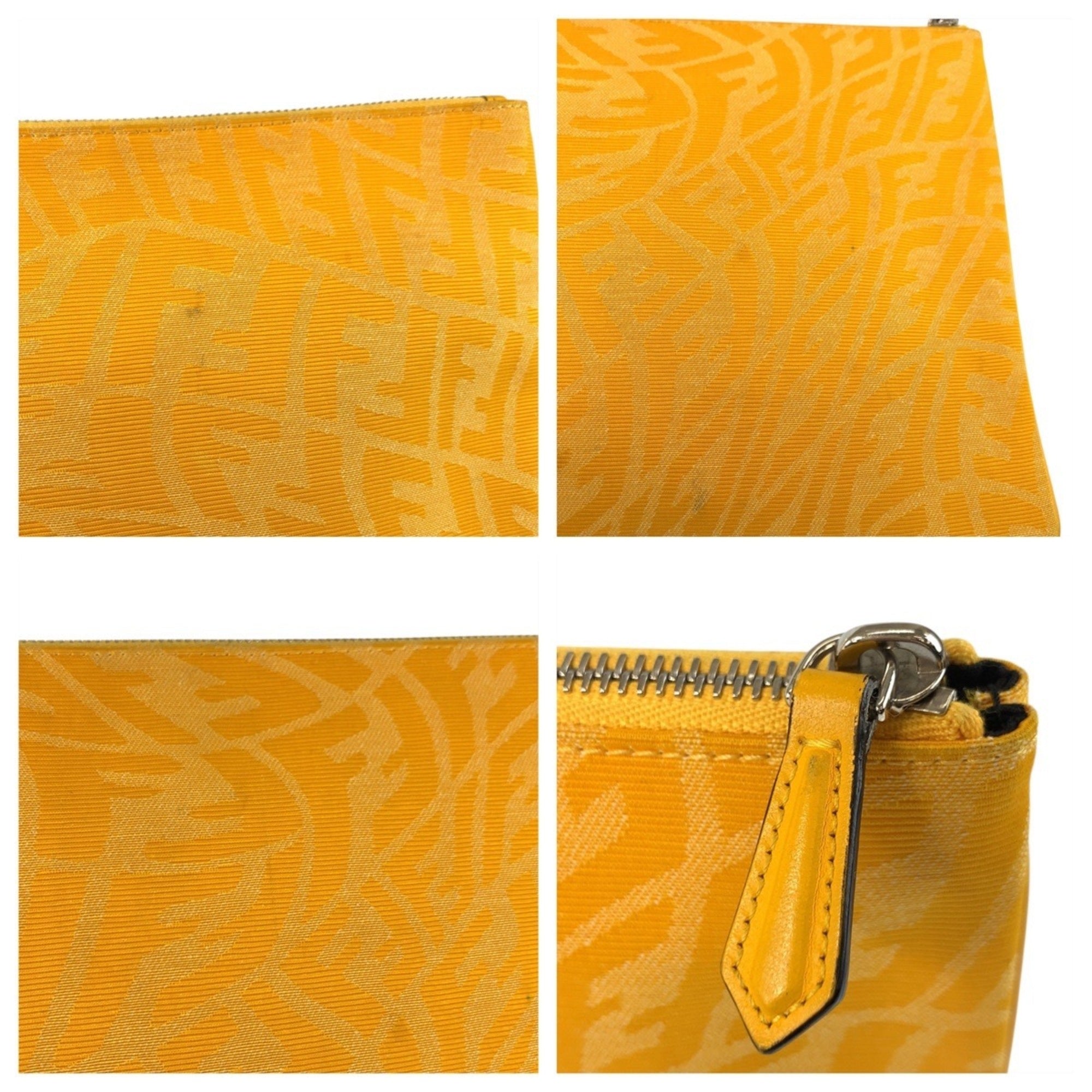 Fendi Yellow Canvas Clutch Bag (Pre-Owned)