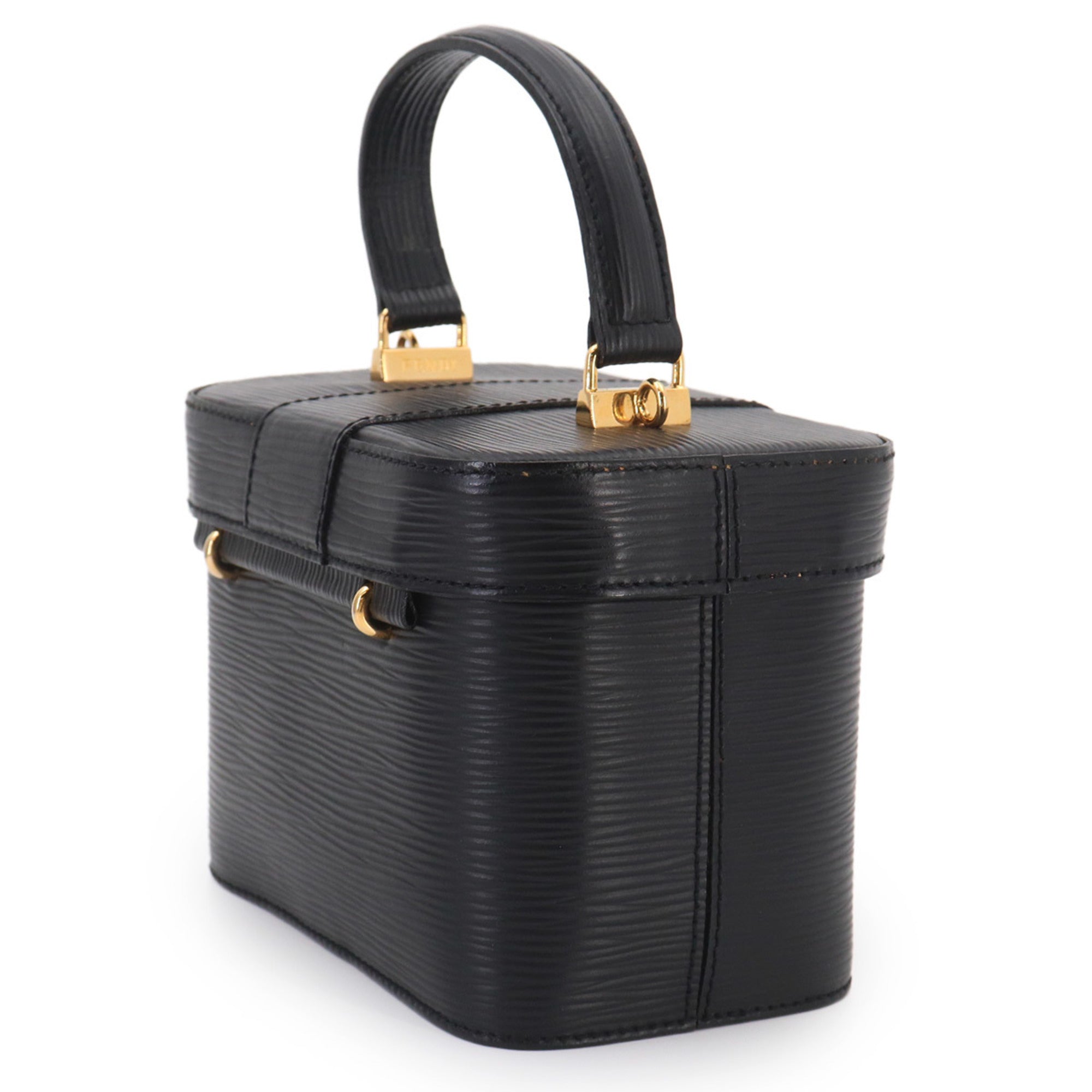 Fendi Black Leather Handbag Vanity Bag (Pre-Owned)