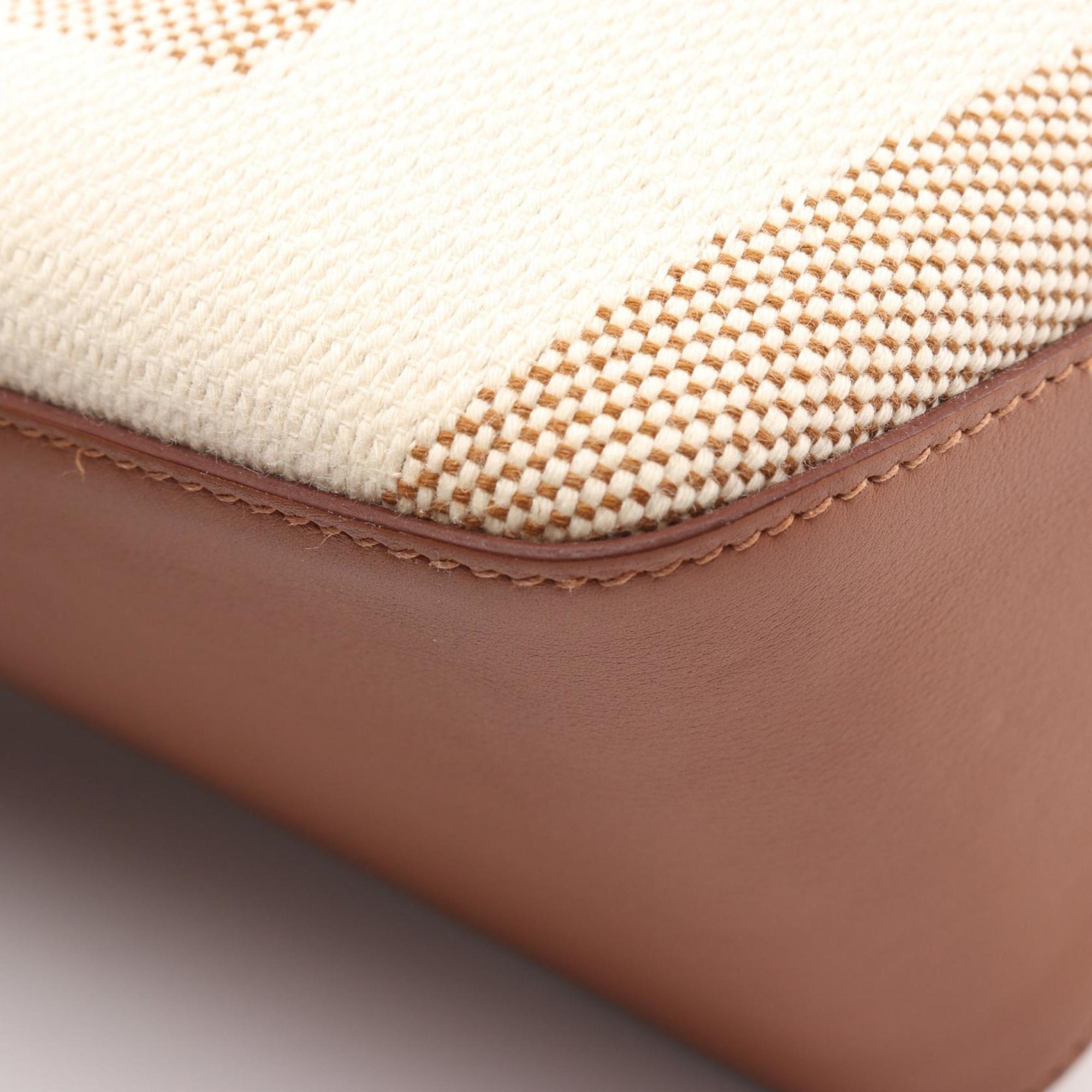 Hermes Beige Brown Canvas Toile H Swift Leather Tote Bag (Pre-Owned)