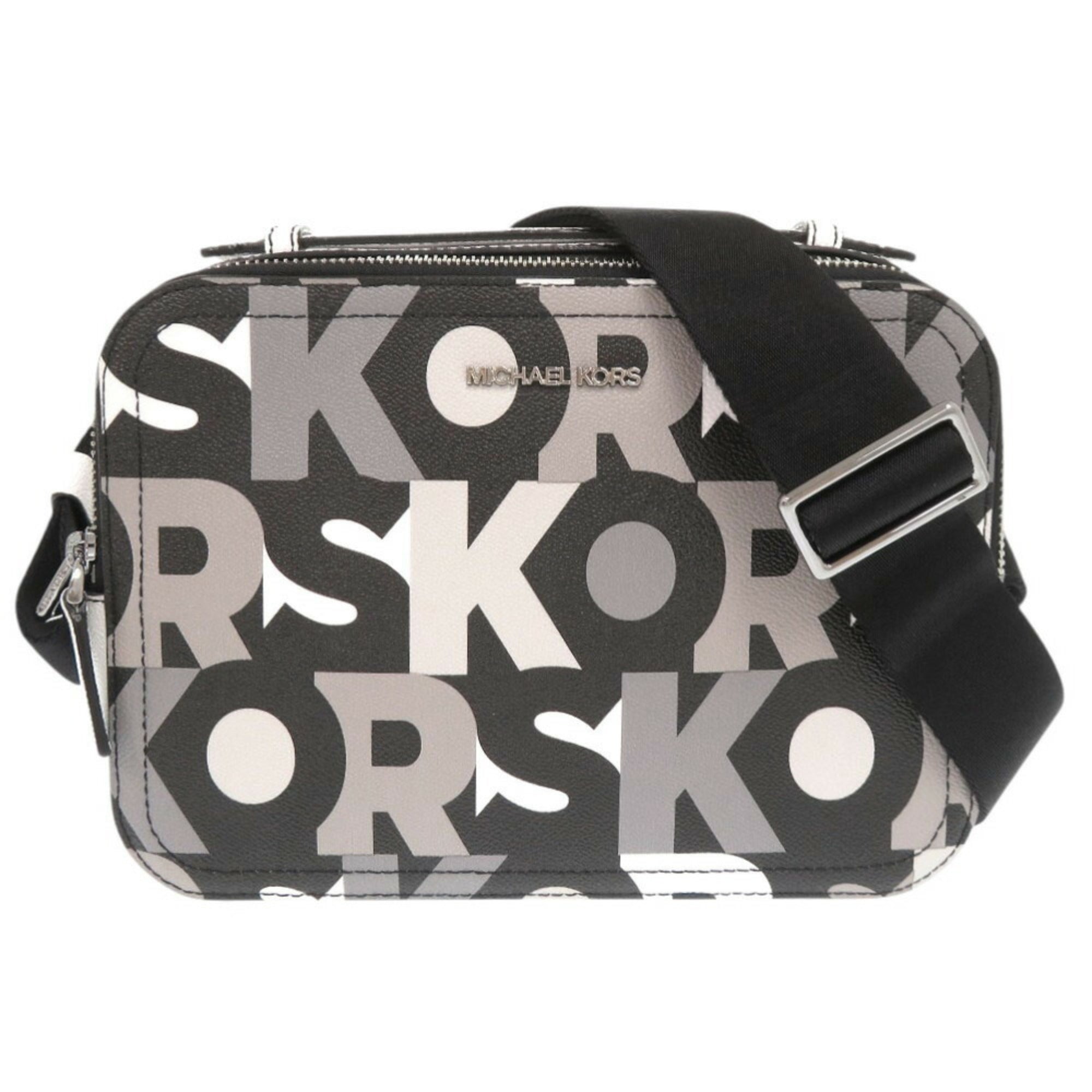 Michael Kors Black Gray White Pvc Shoulder Bag (Pre-Owned)