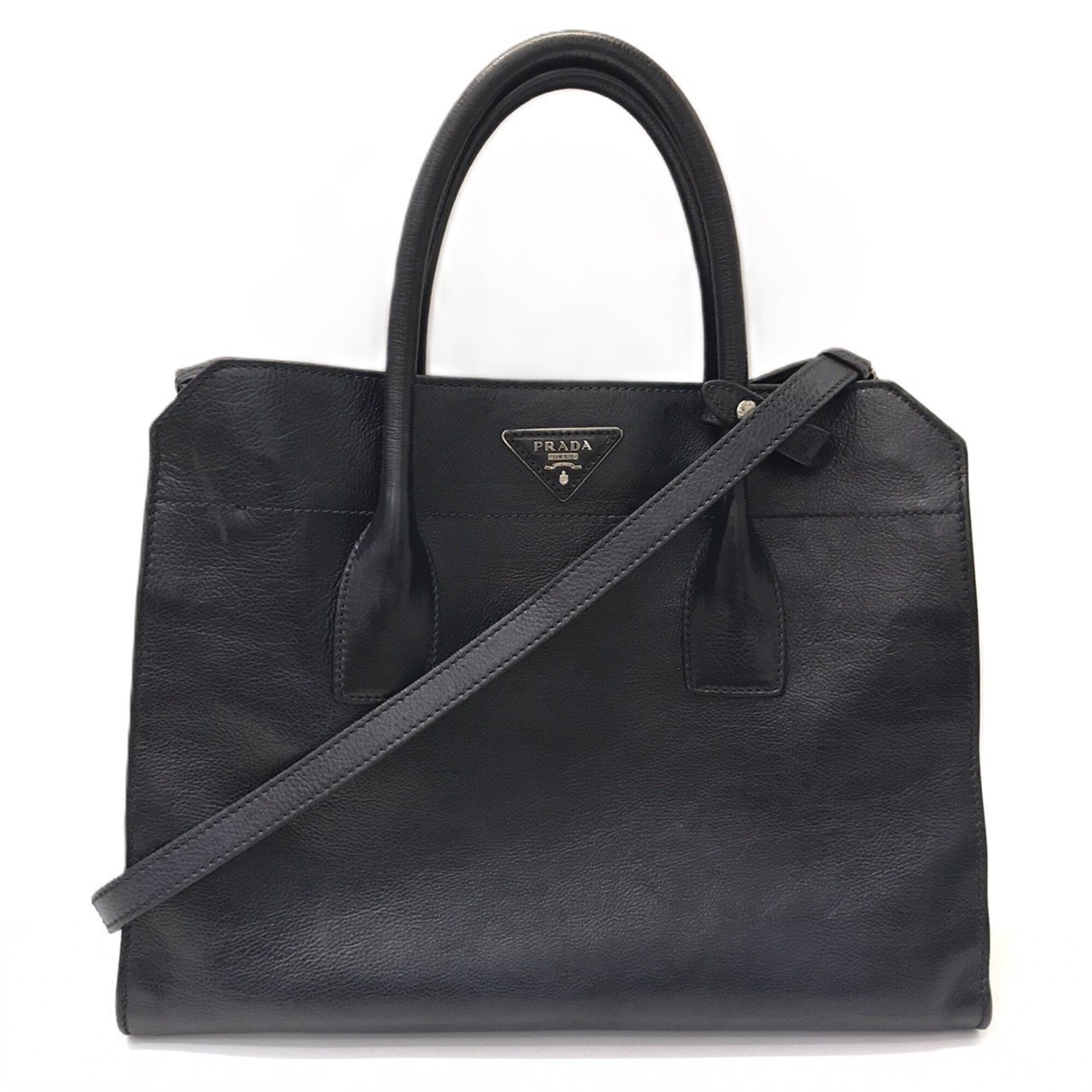 Prada Navy Leather Handbag (Pre-Owned)