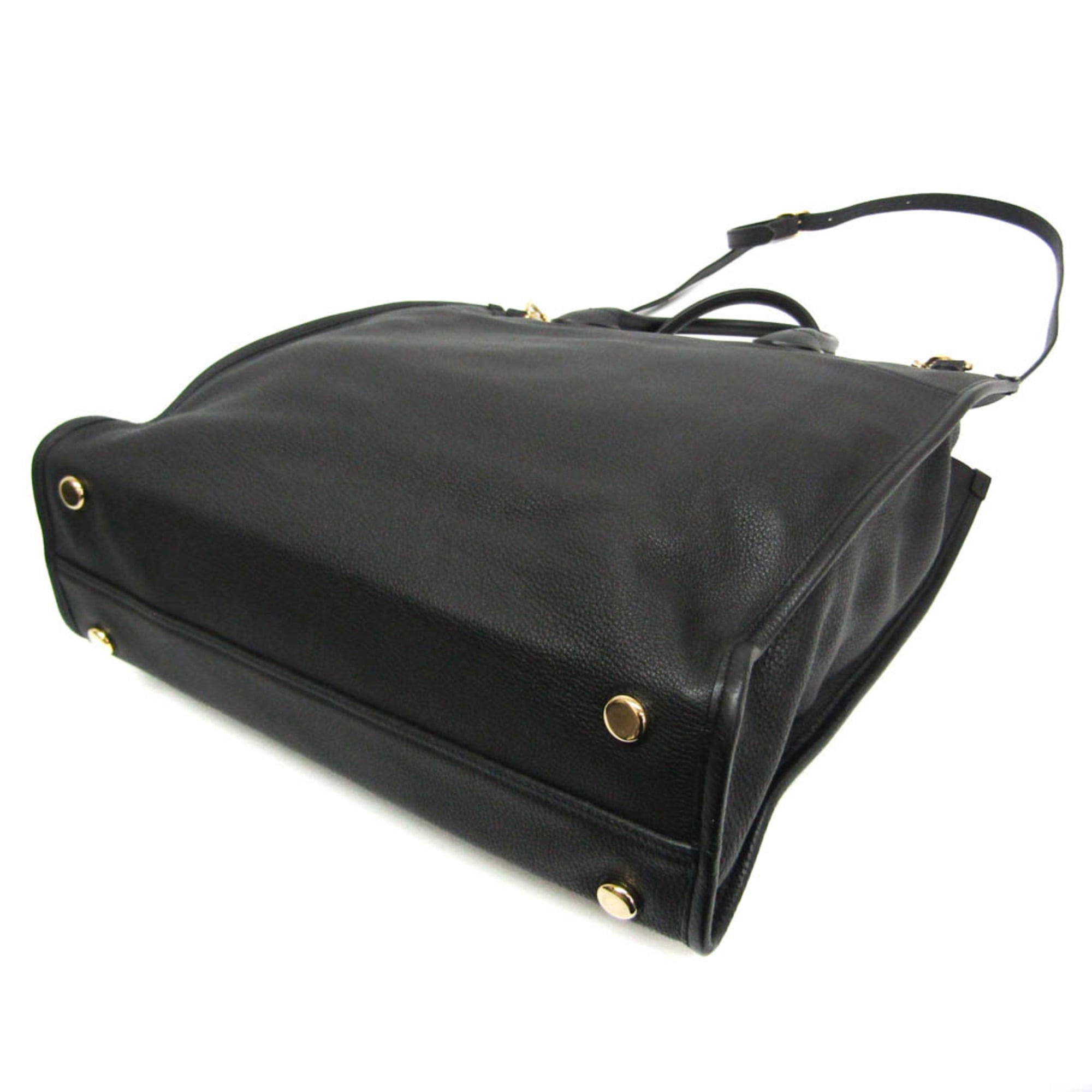 Gucci Black Leather Shoulder Bag Tote Bag (Pre-Owned)