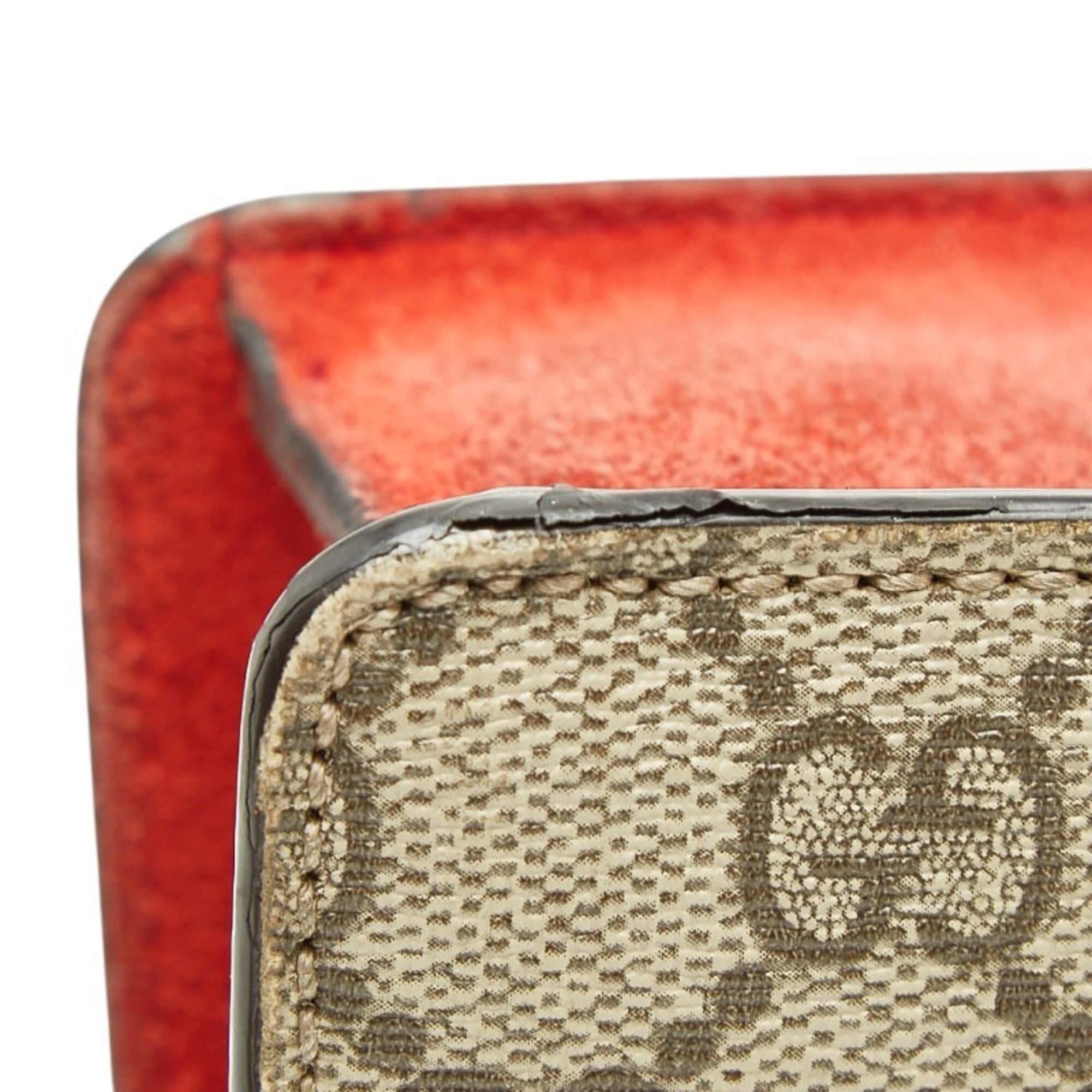 Gucci Beige Red Color Pvc Suede Shoulder Bag (Pre-Owned)