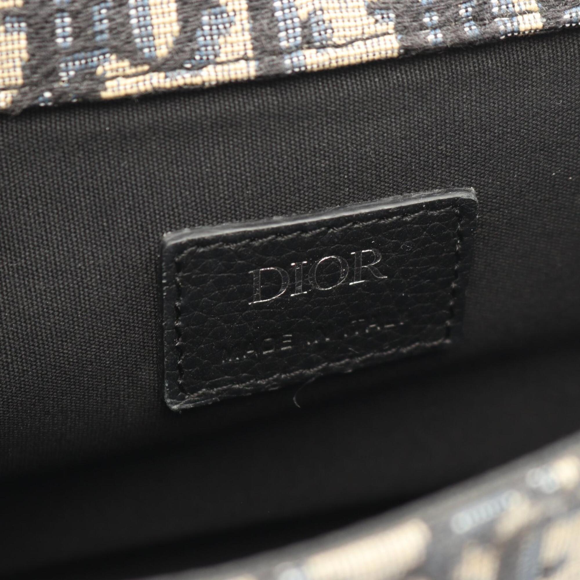 Christian Dior Ivory Navy Canvas Leather Handbag Shoulder Bag (Pre-Owned)