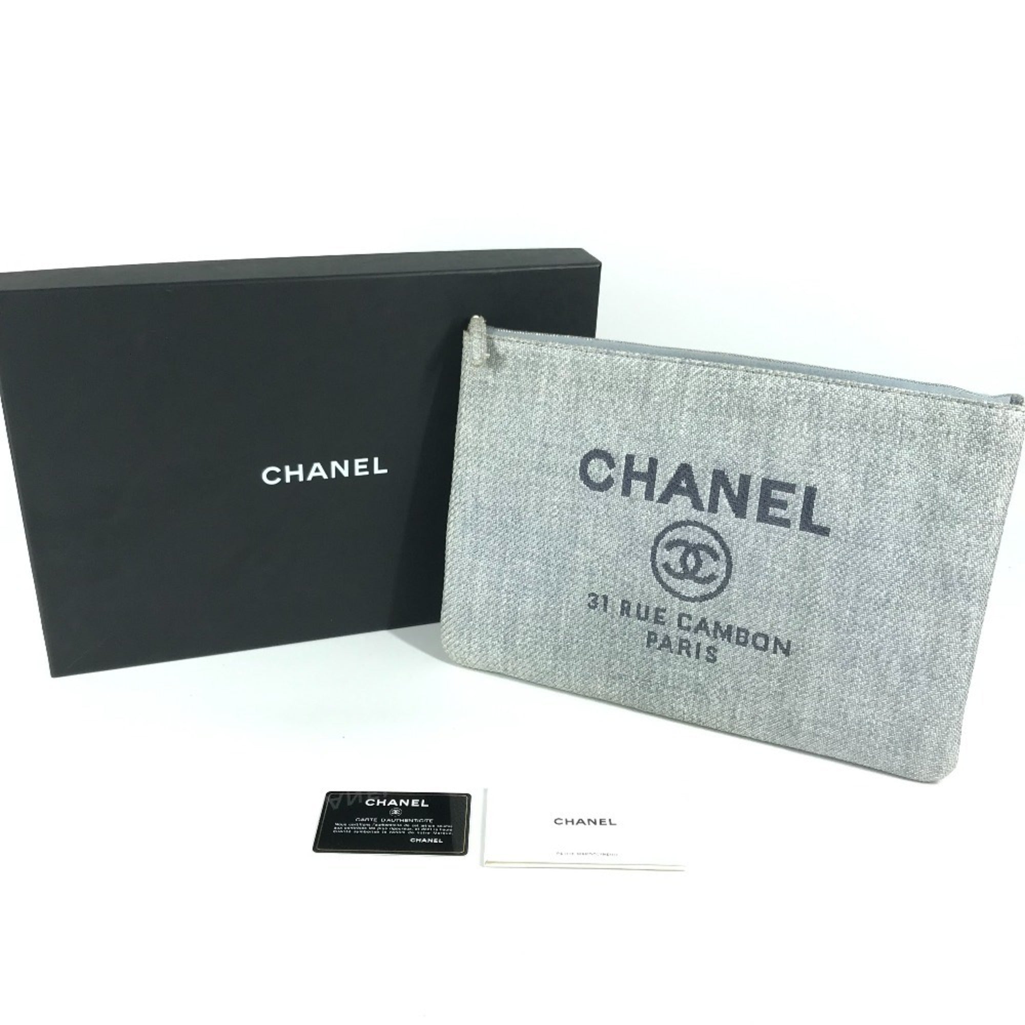 Chanel Blue Canvas Clutch Bag Pouch (Pre-Owned)