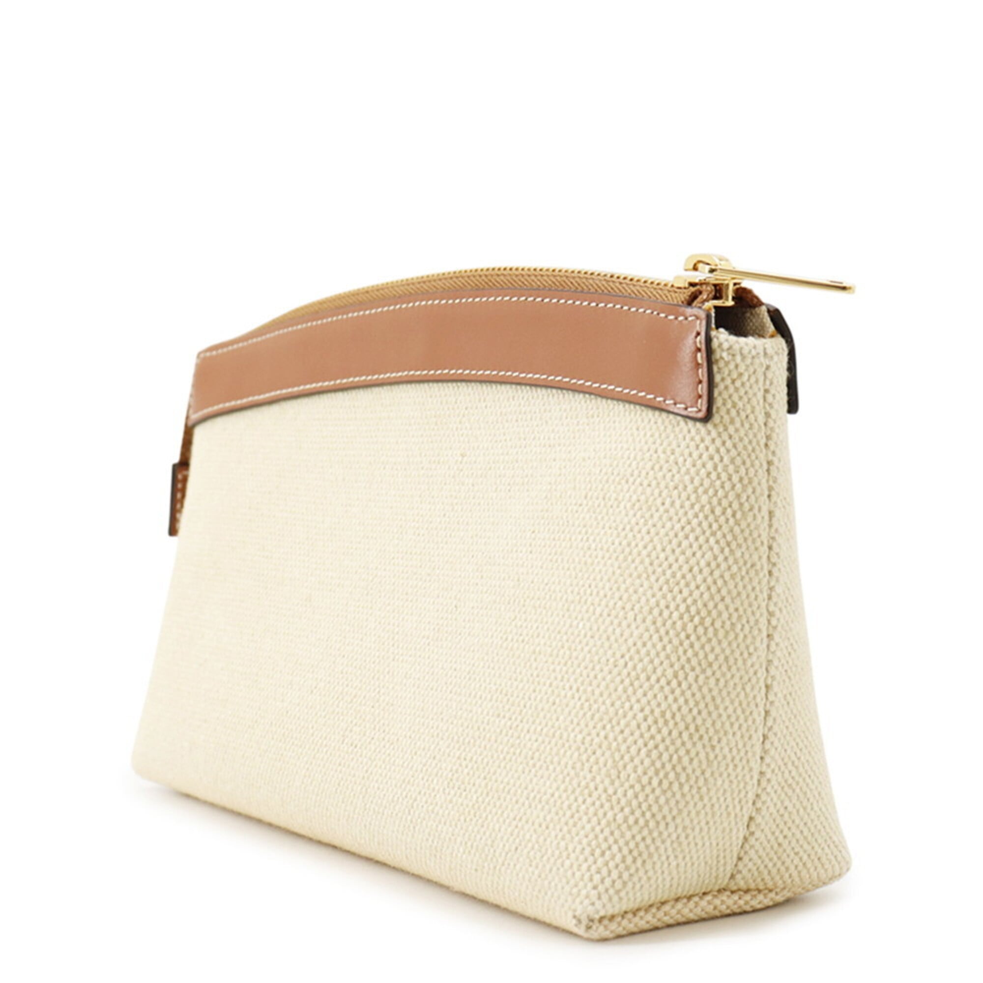 Celine Beige Canvas Leather Handbag Pouch (Pre-Owned)