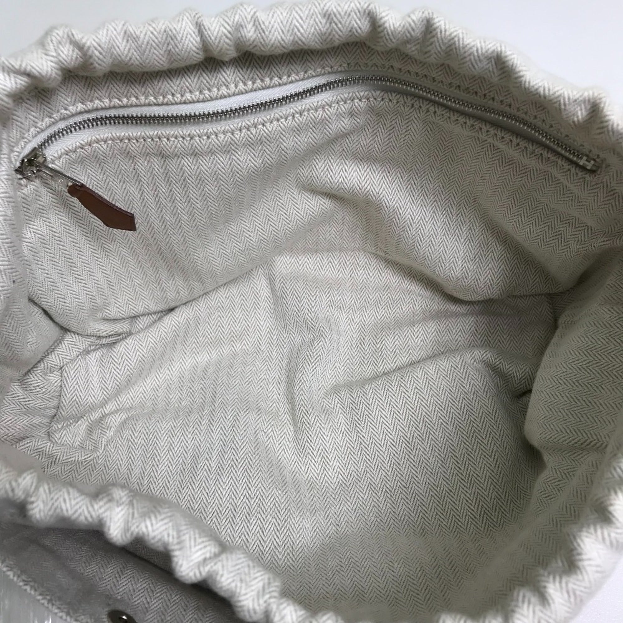 Hermes Beige Toile Chevron Pouch (Pre-Owned)