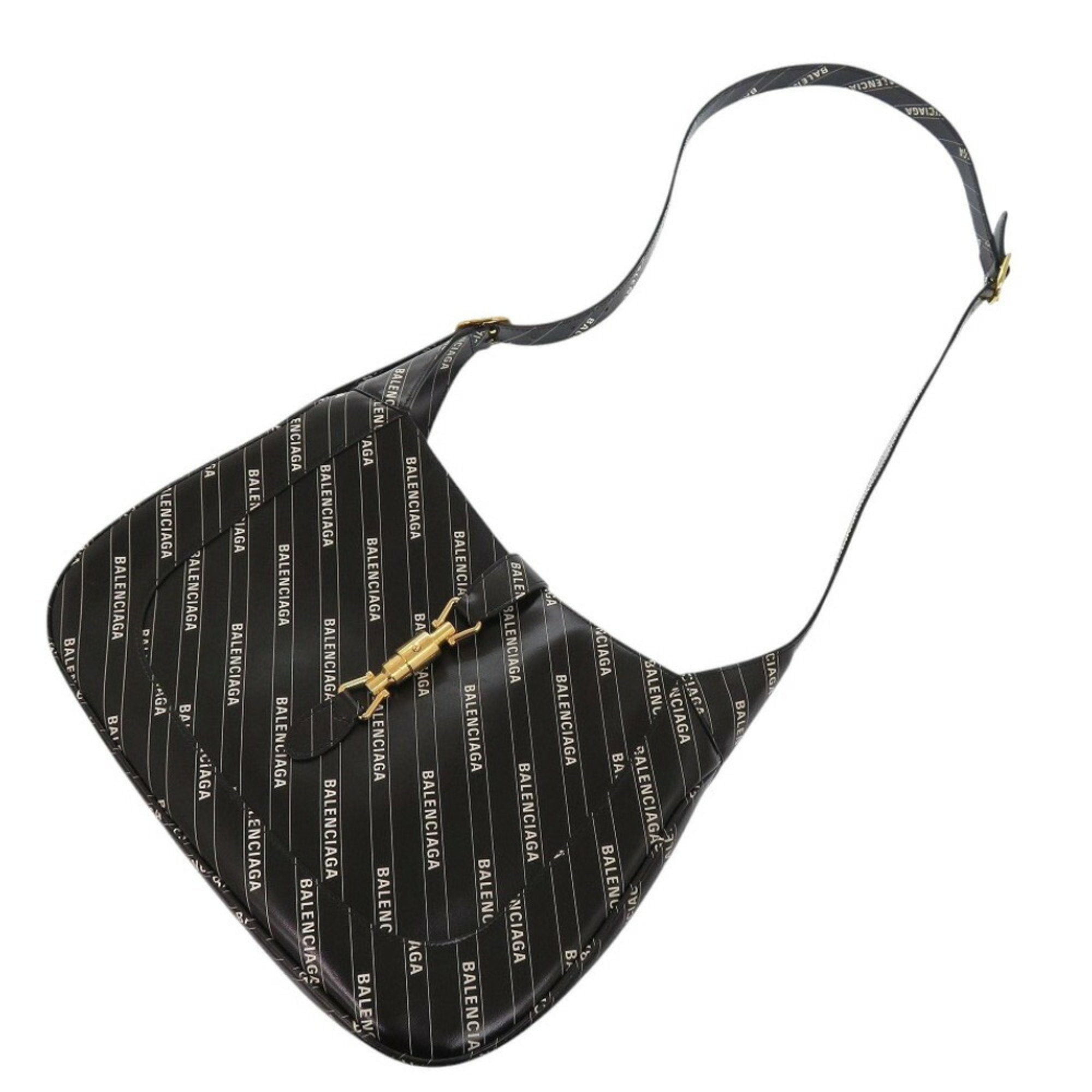 Gucci Black White Leather Shoulder Bag (Pre-Owned)