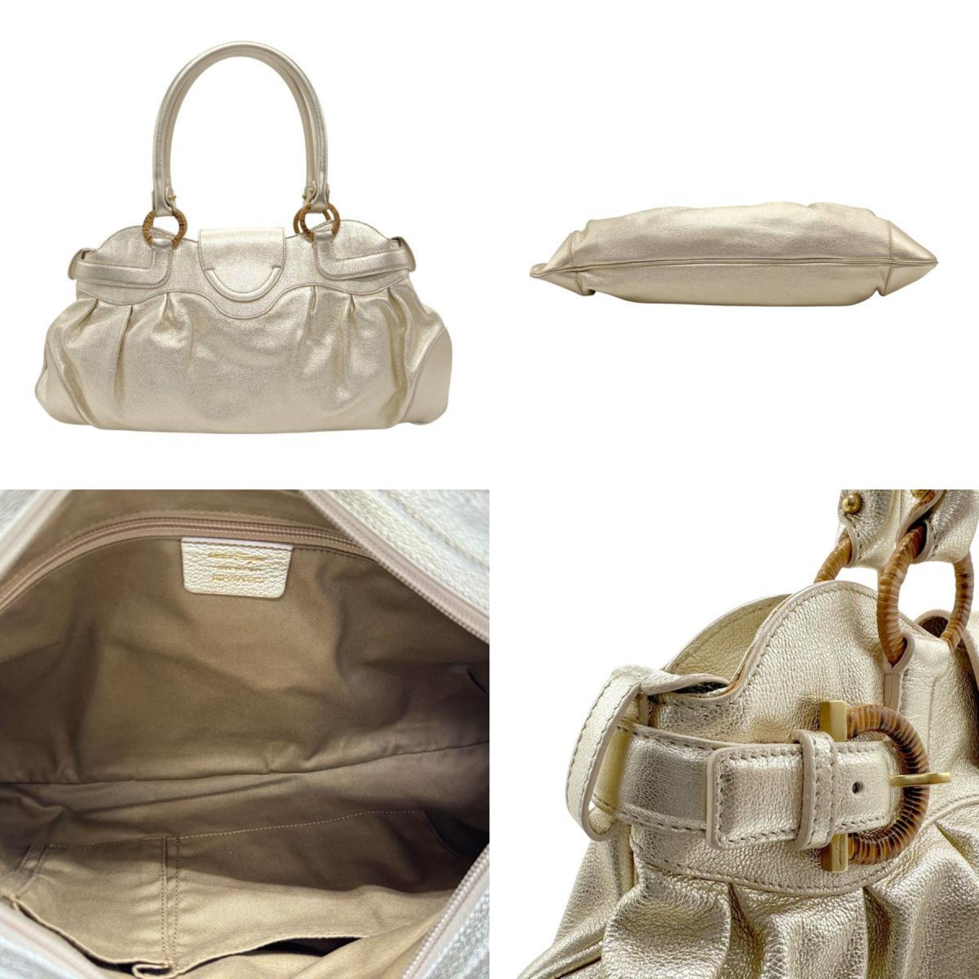 Salvatore Ferragamo Gold Leather Handbag (Pre-Owned)