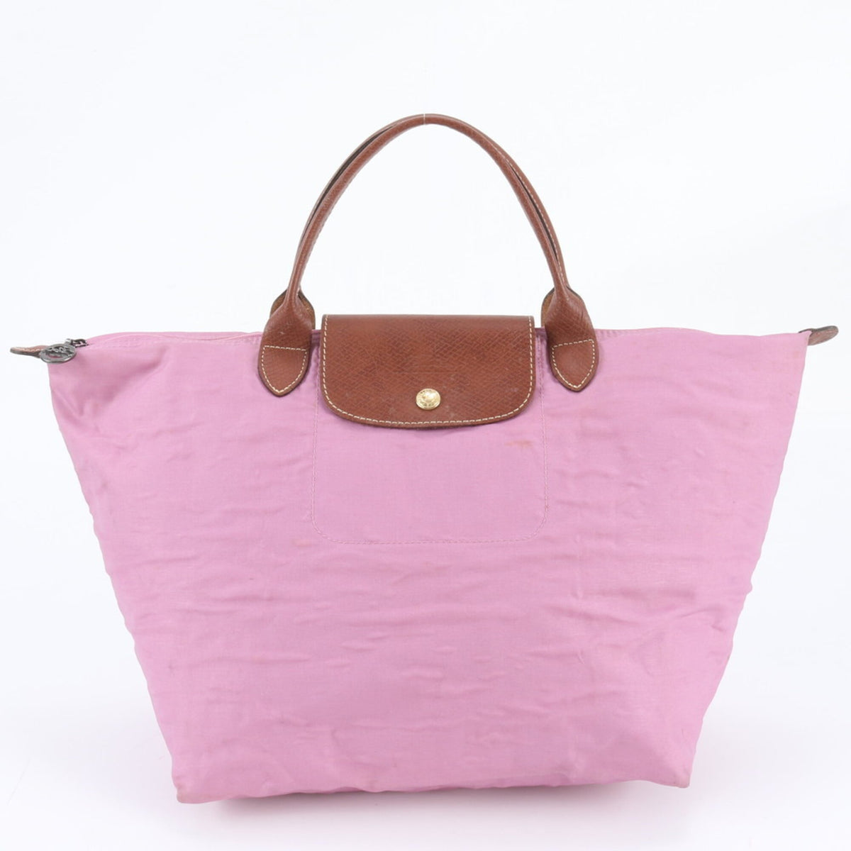 Longchamp Pink Leather Nylon Handbag Shoulder Bag Tote Bag (Pre-Owned)