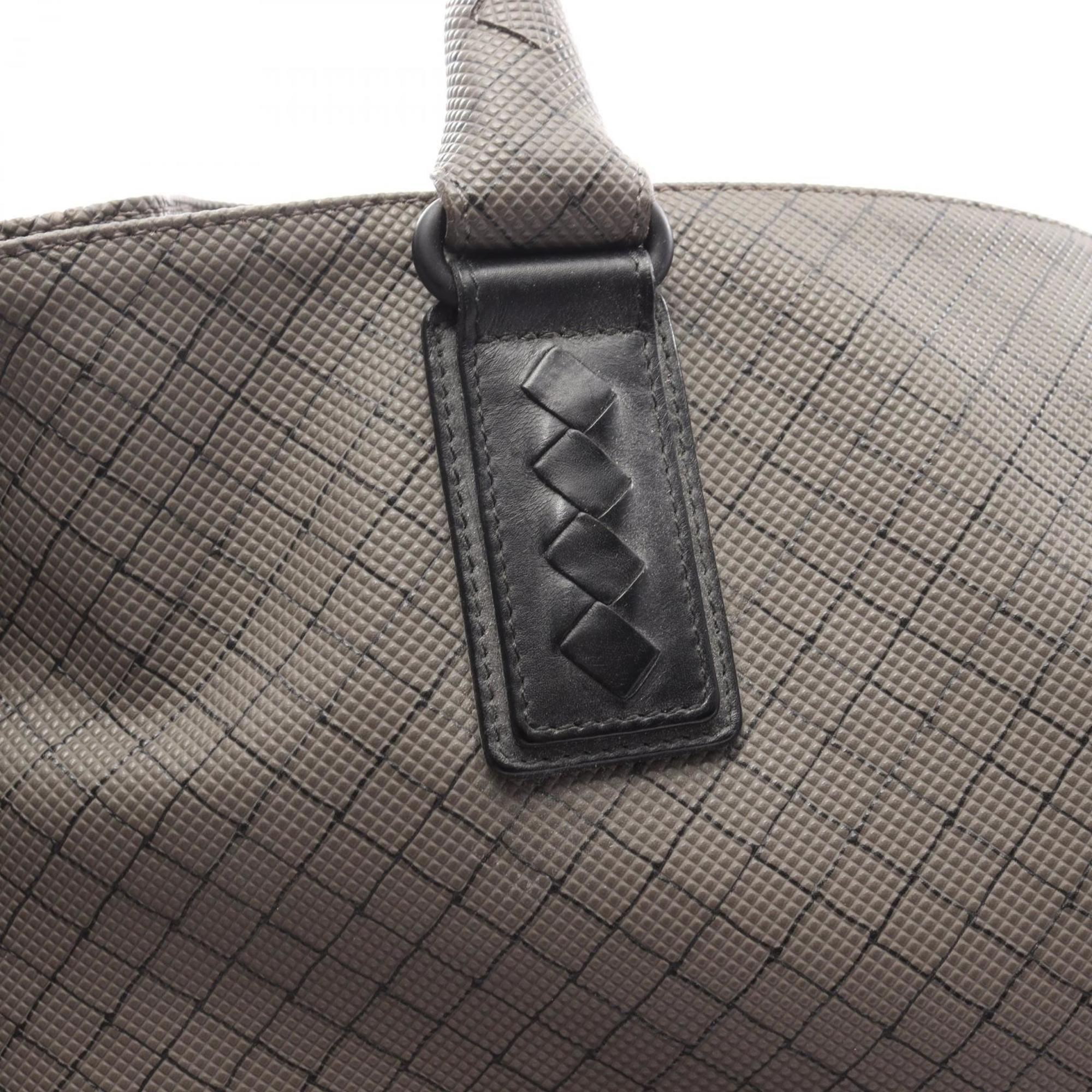 Bottega Veneta Gray Coated Canvas Leather Tote Bag (Pre-Owned)