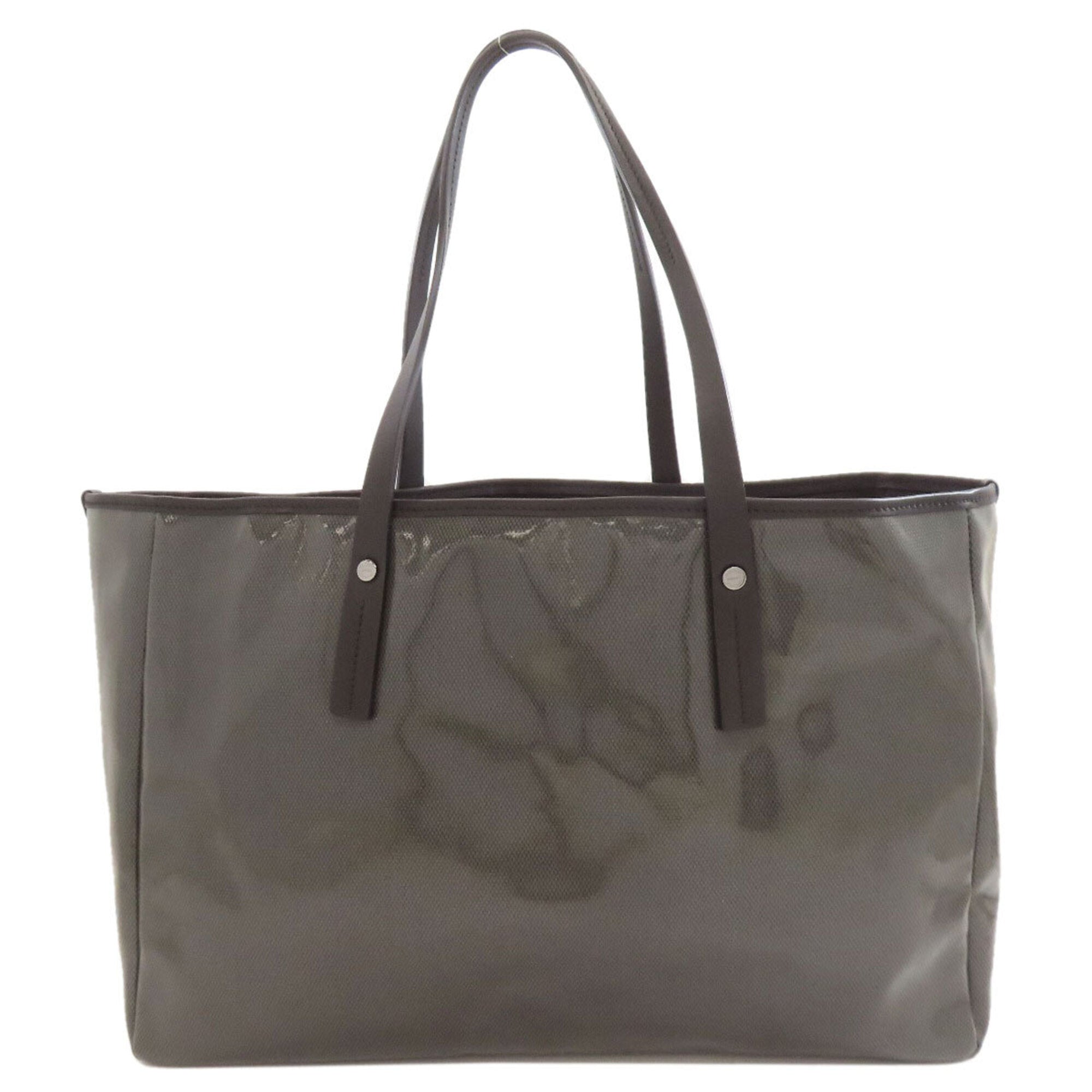 Salvatore Ferragamo Black Gray Coated Canvas Tote Bag (Pre-Owned)