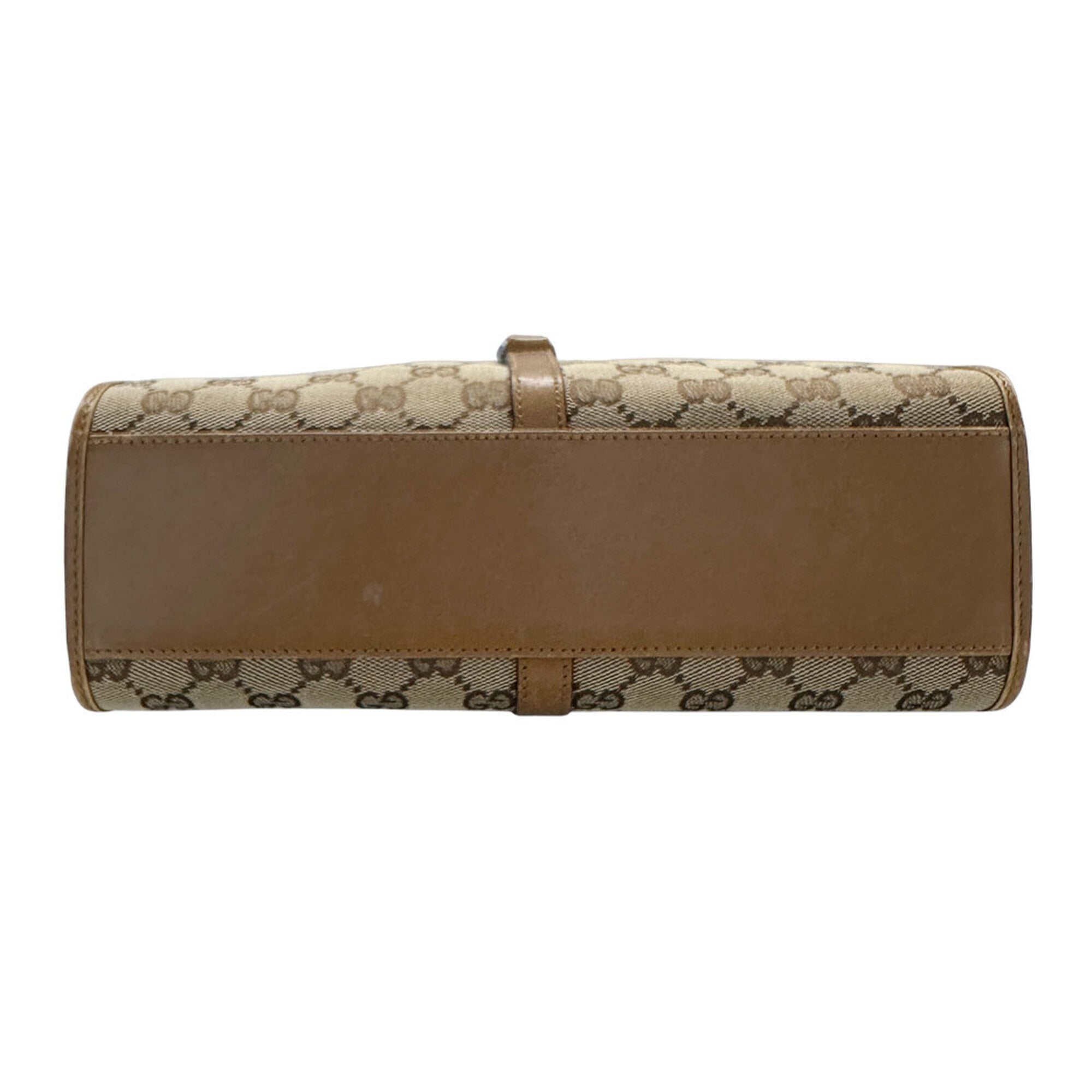 Gucci Beige Brown Canvas Handbag Shoulder Bag (Pre-Owned)