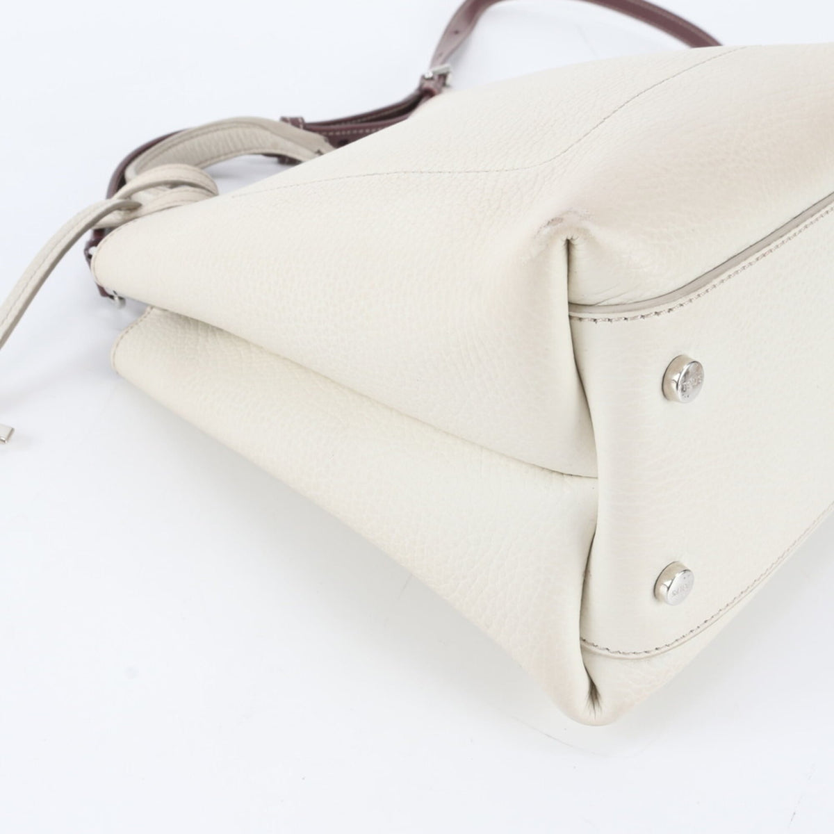 Tod's Red Color White Wine Leather Handbag Shoulder Bag Tote Bag (Pre-Owned)