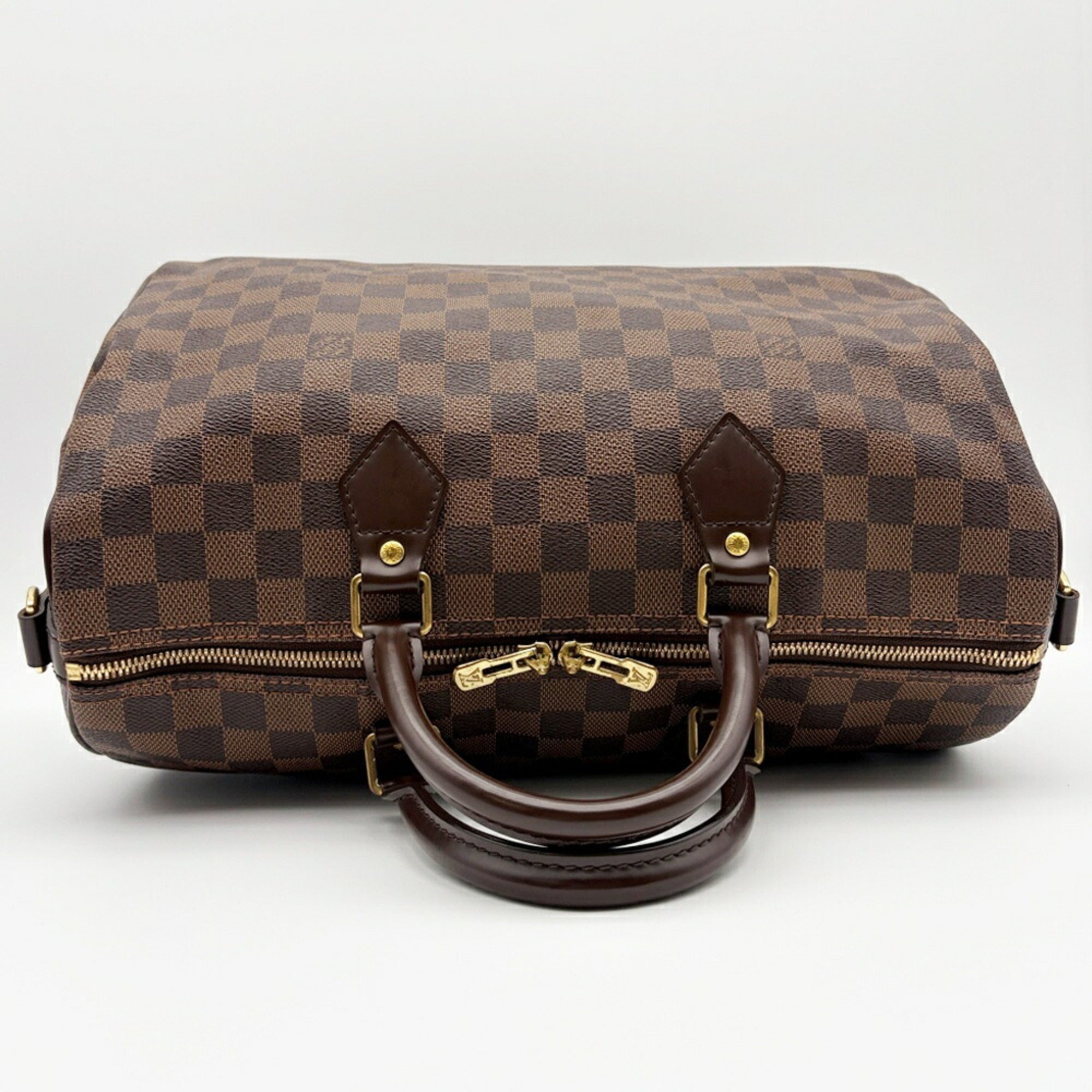 Louis Vuitton Damier Ebene Damier Canvas Leather Boston Bag Shoulder Bag (Pre-Owned)