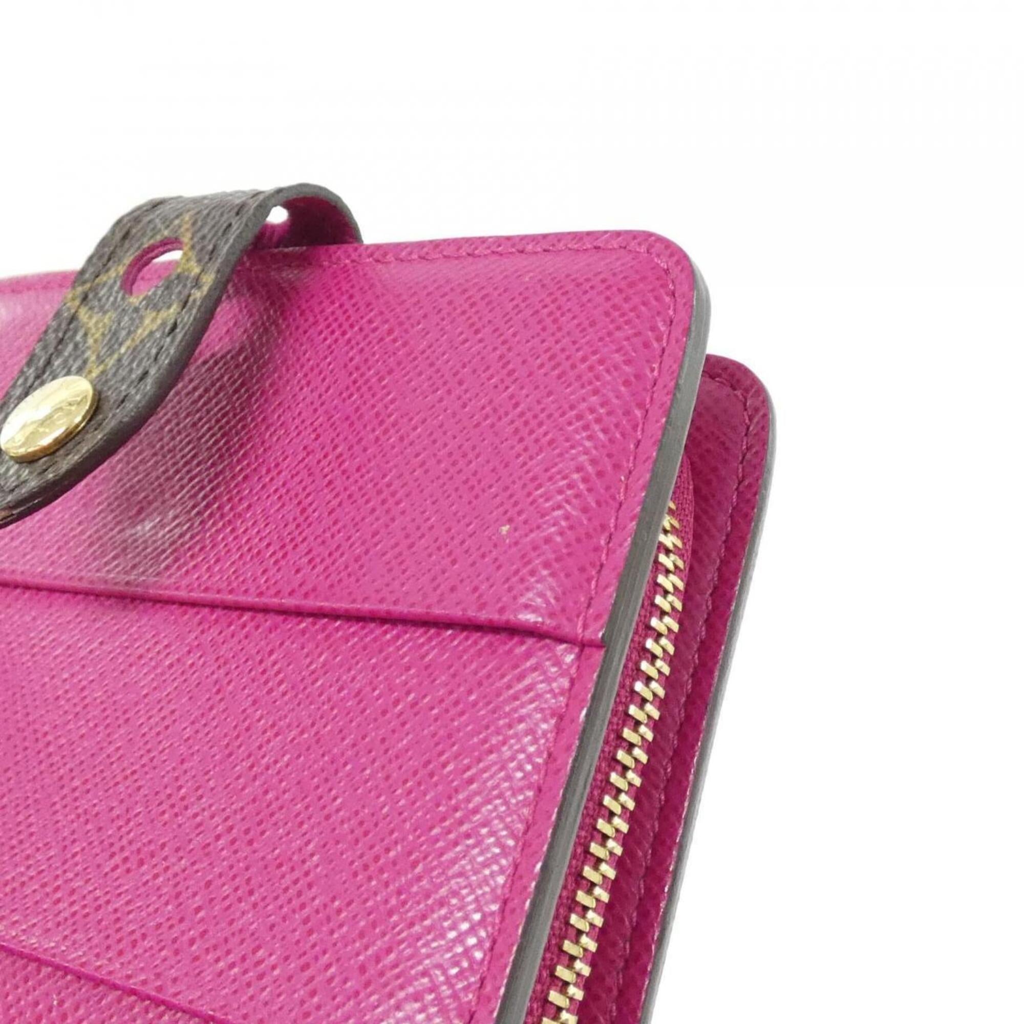 Louis Vuitton Fuchsia Marron Coated Canvas Wallet (Bi-Fold) (Pre-Owned)