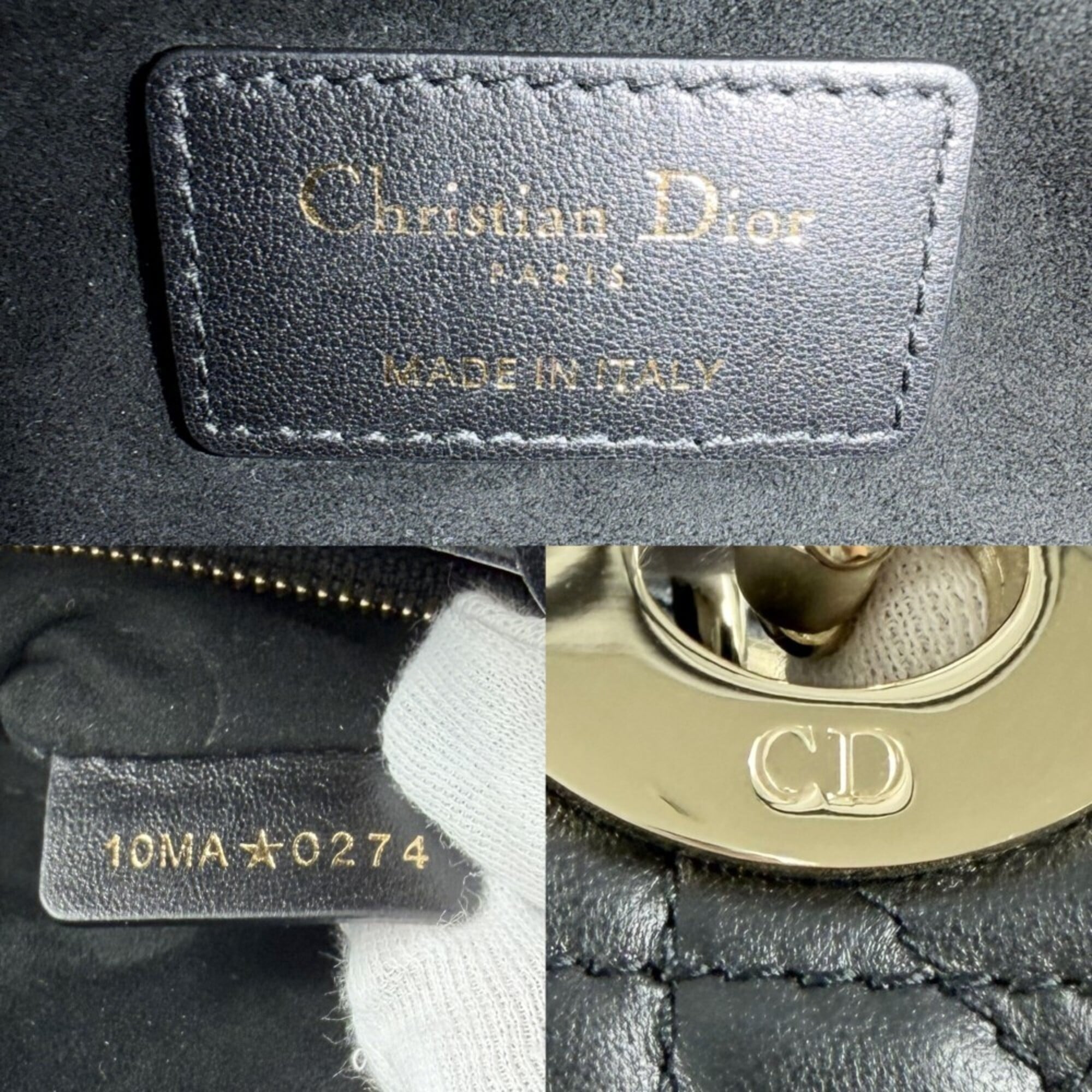 Christian Dior Black White Leather Handbag (Pre-Owned)