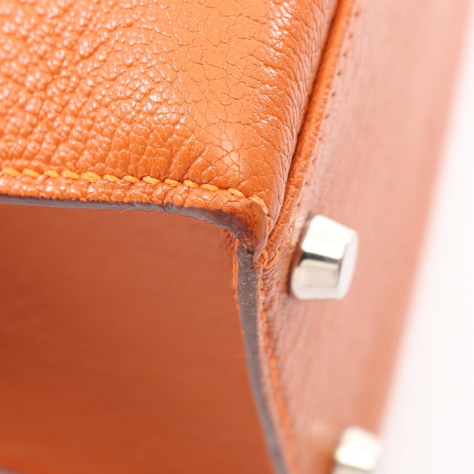 Hermes Orange Chevre Leather Handbag (Pre-Owned)
