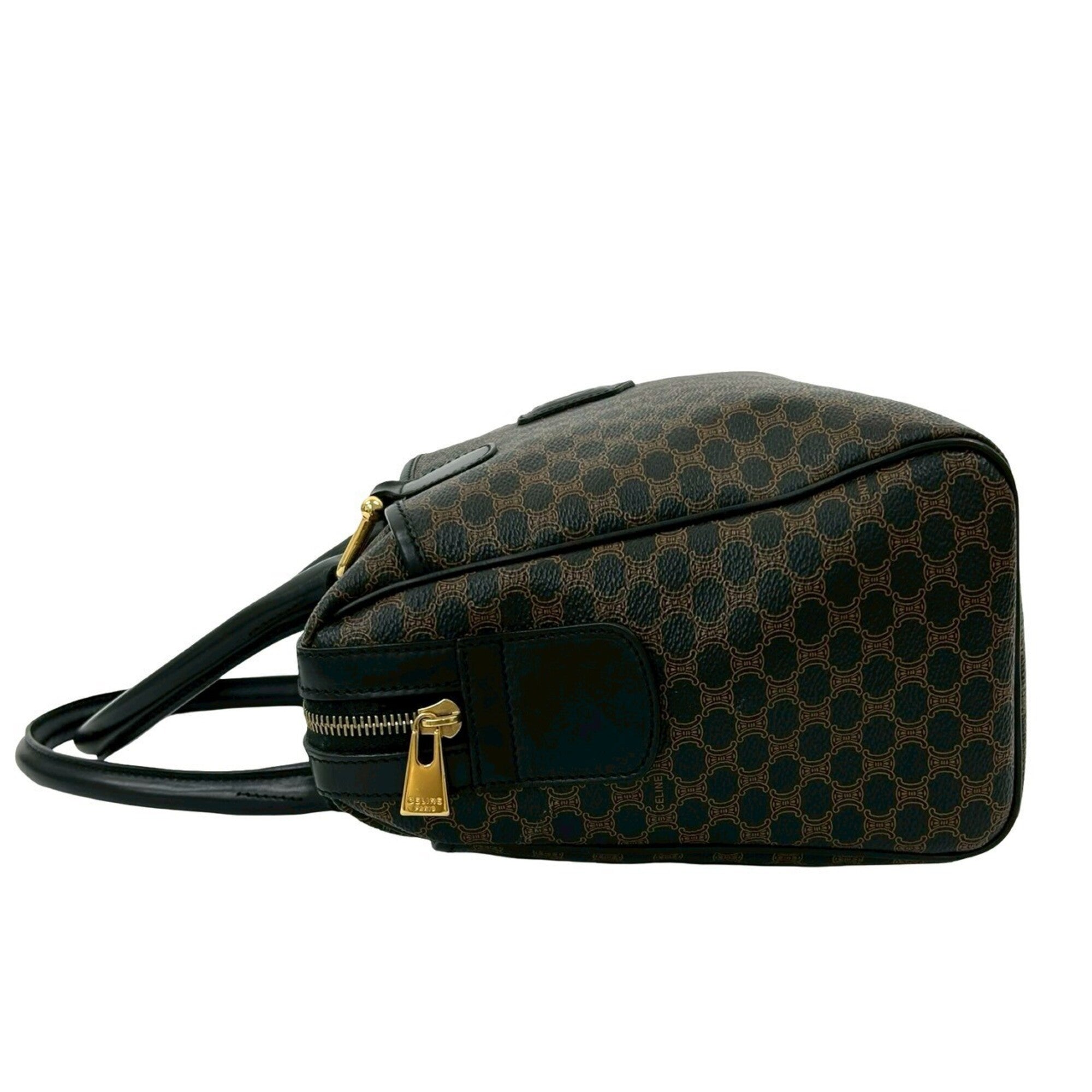 Celine Black Brown Leather Pvc Boston Bag Handbag (Pre-Owned)