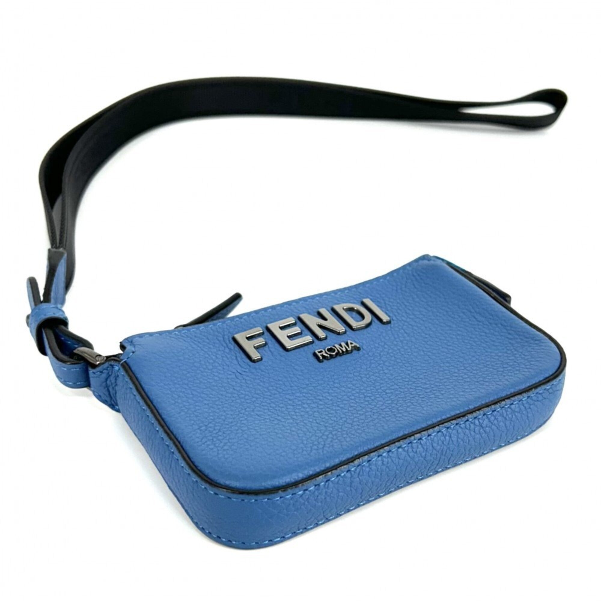 Fendi Blue Leather Pouch (Pre-Owned)