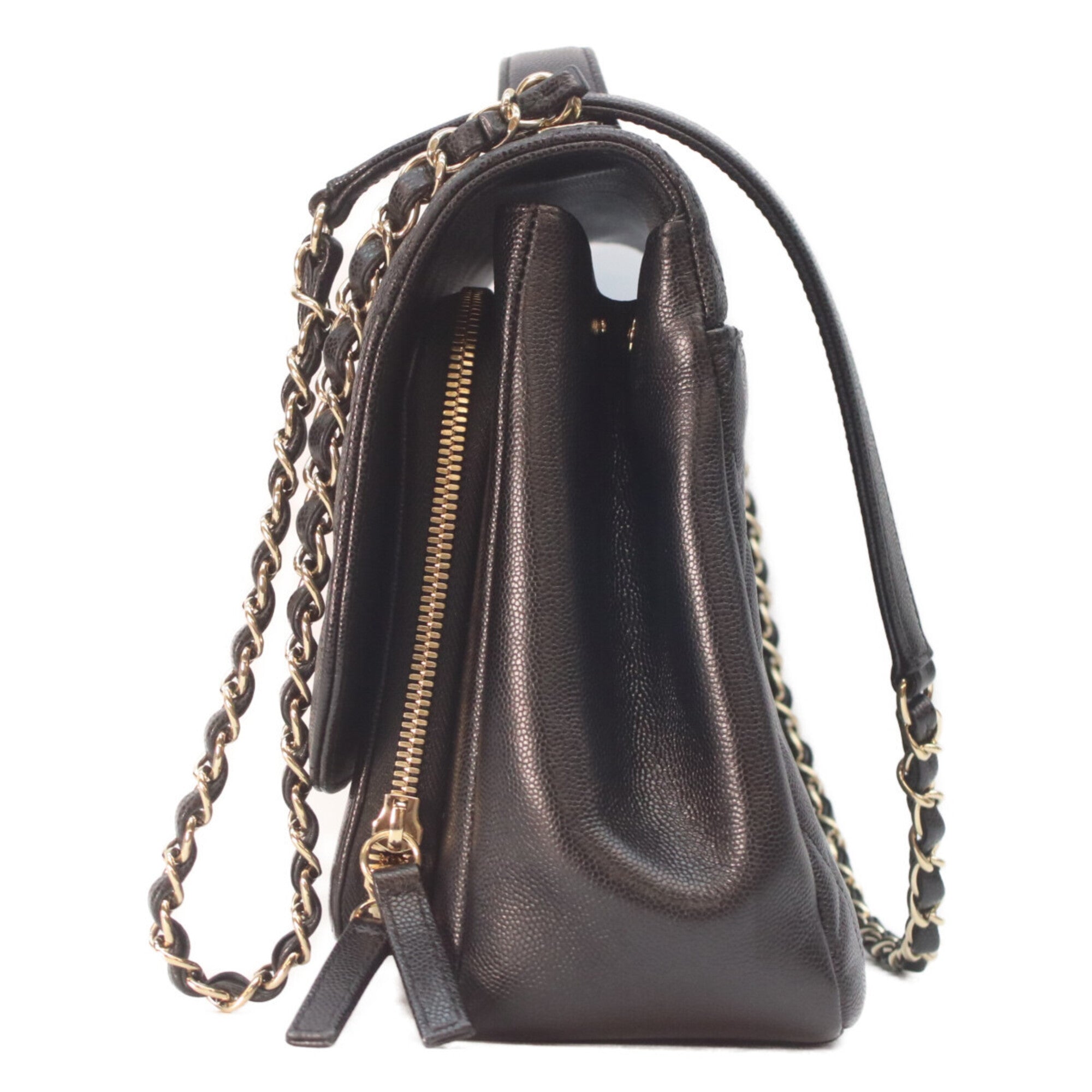 Chanel Black Grained Calfskin Shoulder Bag (Pre-Owned)