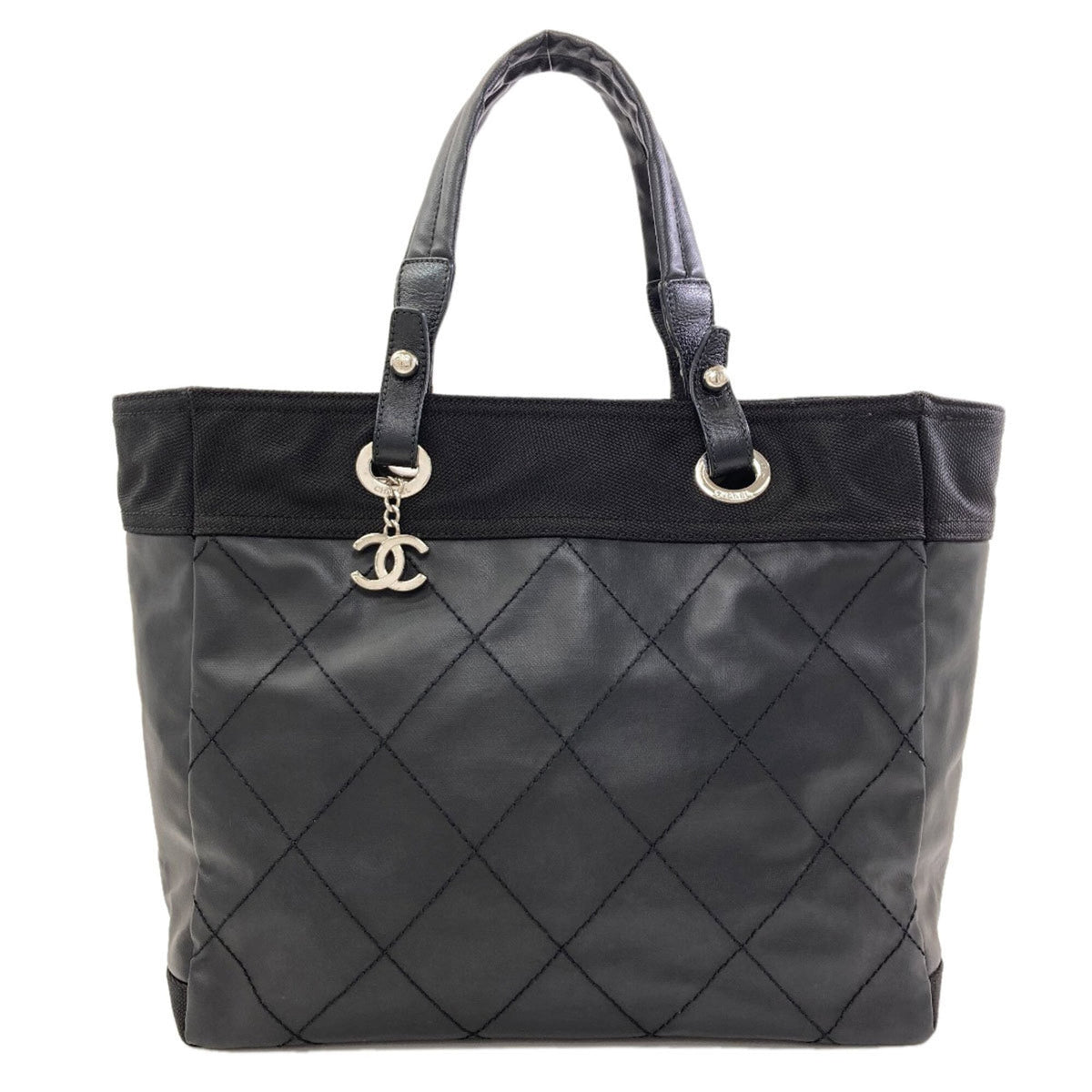 Chanel Black Coated Canvas Tote Bag (Pre-Owned)