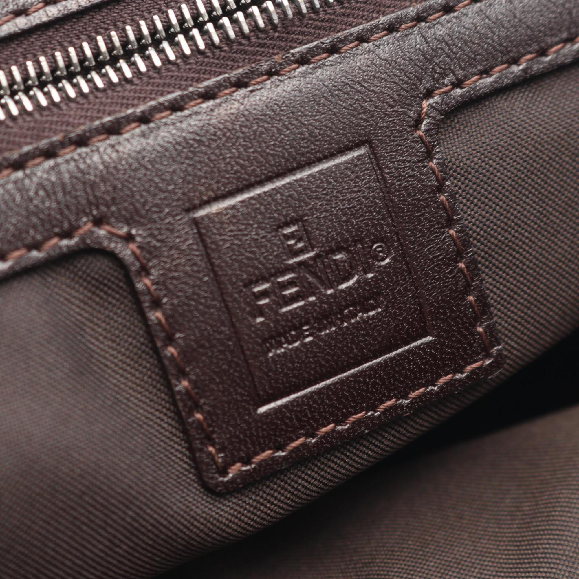 Fendi Brown Canvas Leather Handbag Tote Bag (Pre-Owned)