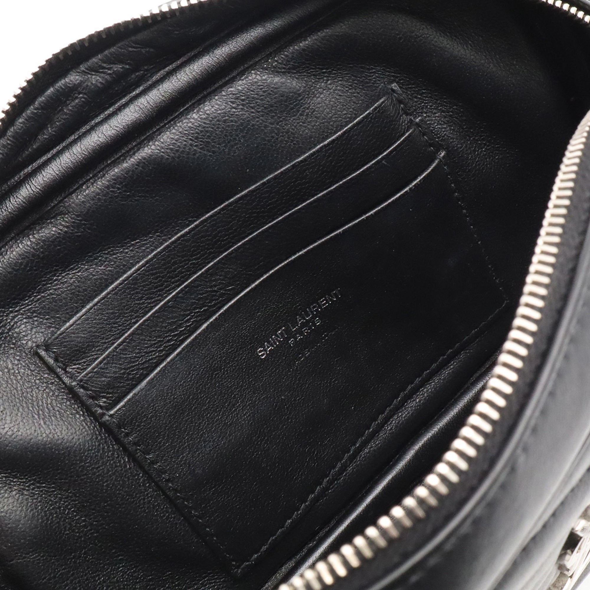 Yves Saint Laurent Black White Leather Shoulder Bag (Pre-Owned)