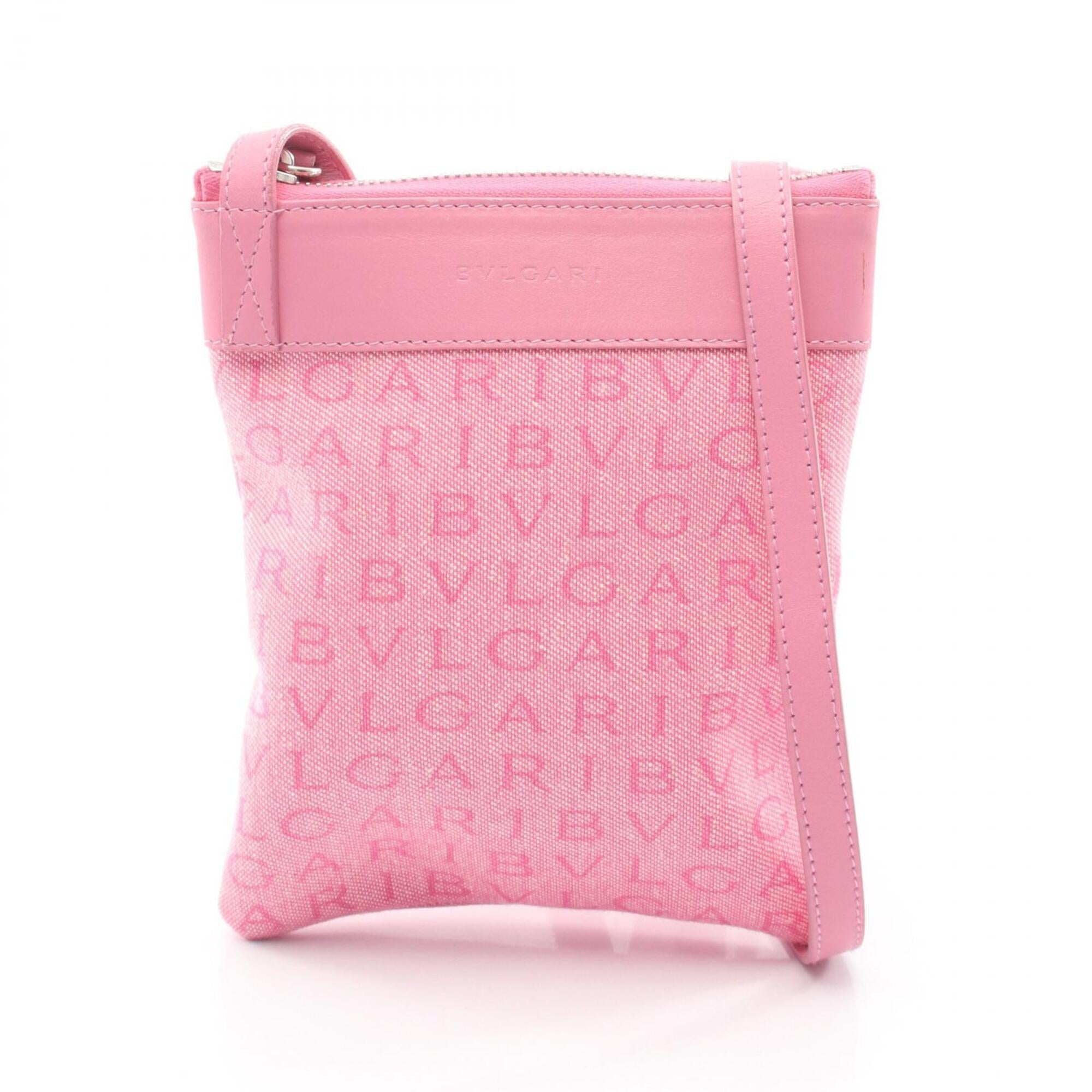 Bvlgari Pink Canvas Leather Shoulder Bag (Pre-Owned)