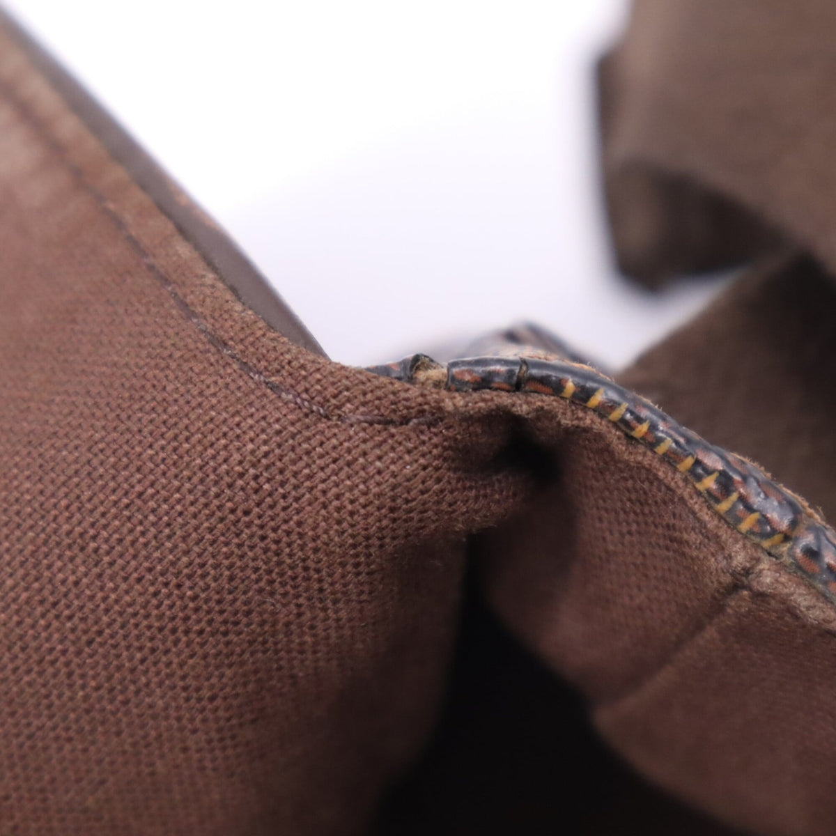 Louis Vuitton Beige Brown Coated Canvas Leather Shoulder Bag (Pre-Owned)