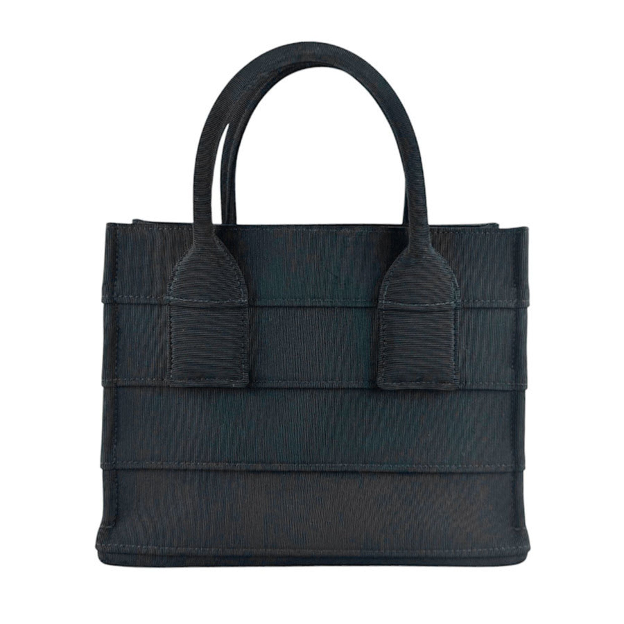 Salvatore Ferragamo Black Canvas Handbag Tote Bag (Pre-Owned)