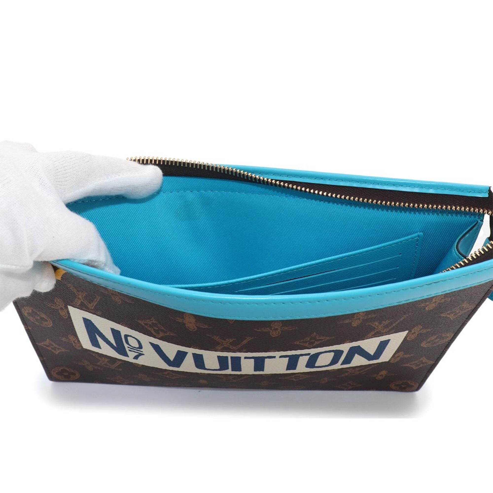 Louis Vuitton Blue Monogram Monogram Canvas Leather Clutch Bag Pochette (Pre-Owned)