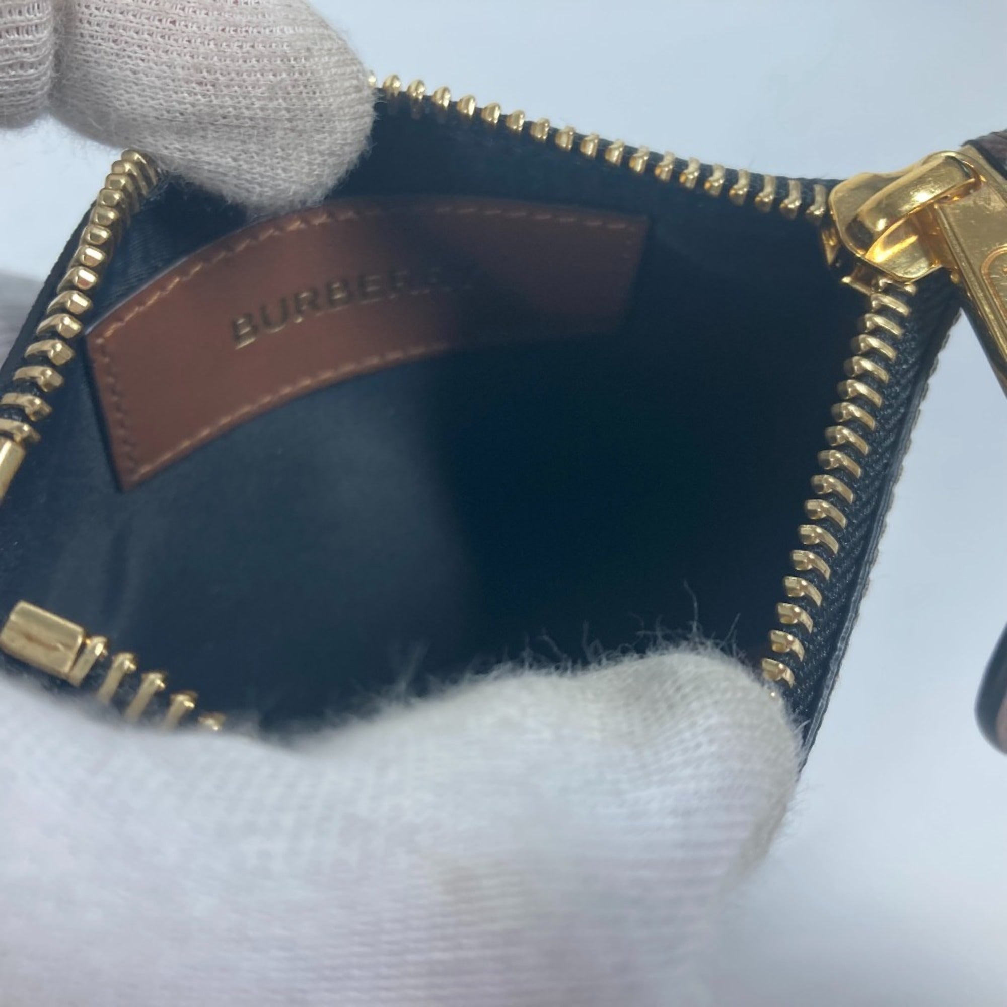 Burberry Beige Brown Leather Coin Purse/Coin Case (Pre-Owned)