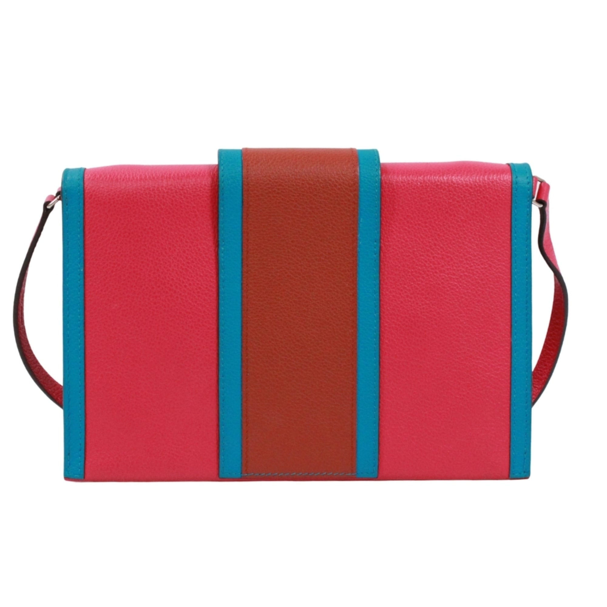 Hermes Blue Brown Pink Togo Leather Shoulder Bag (Pre-Owned)